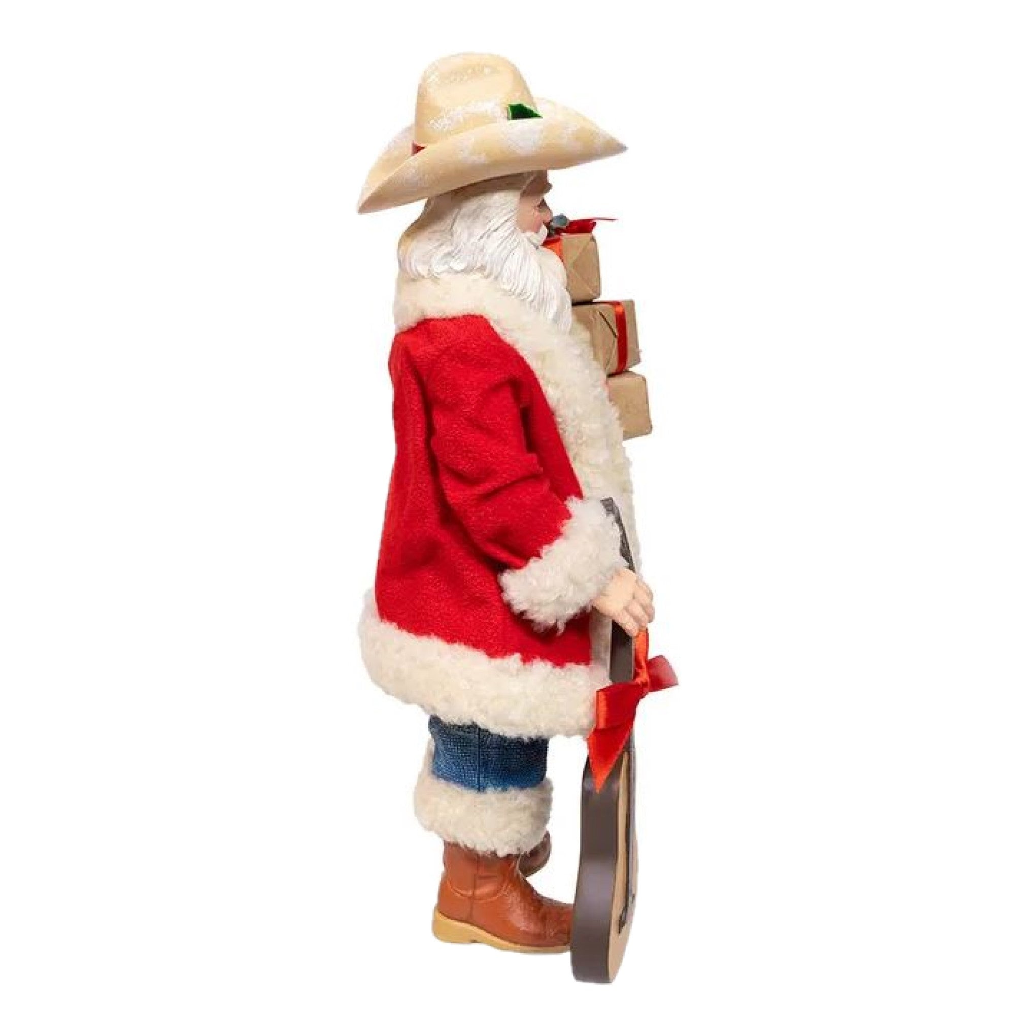 Kurt Adler Fabriche Christmas Figurine, Western Santa with Guitar, 11in