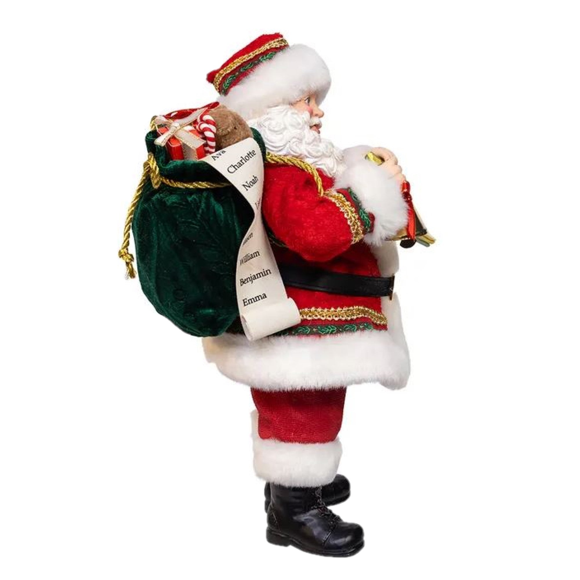 Kurt Adler Fabriche Christmas Figurine, Santa with December 25th Calendar, 10.5in