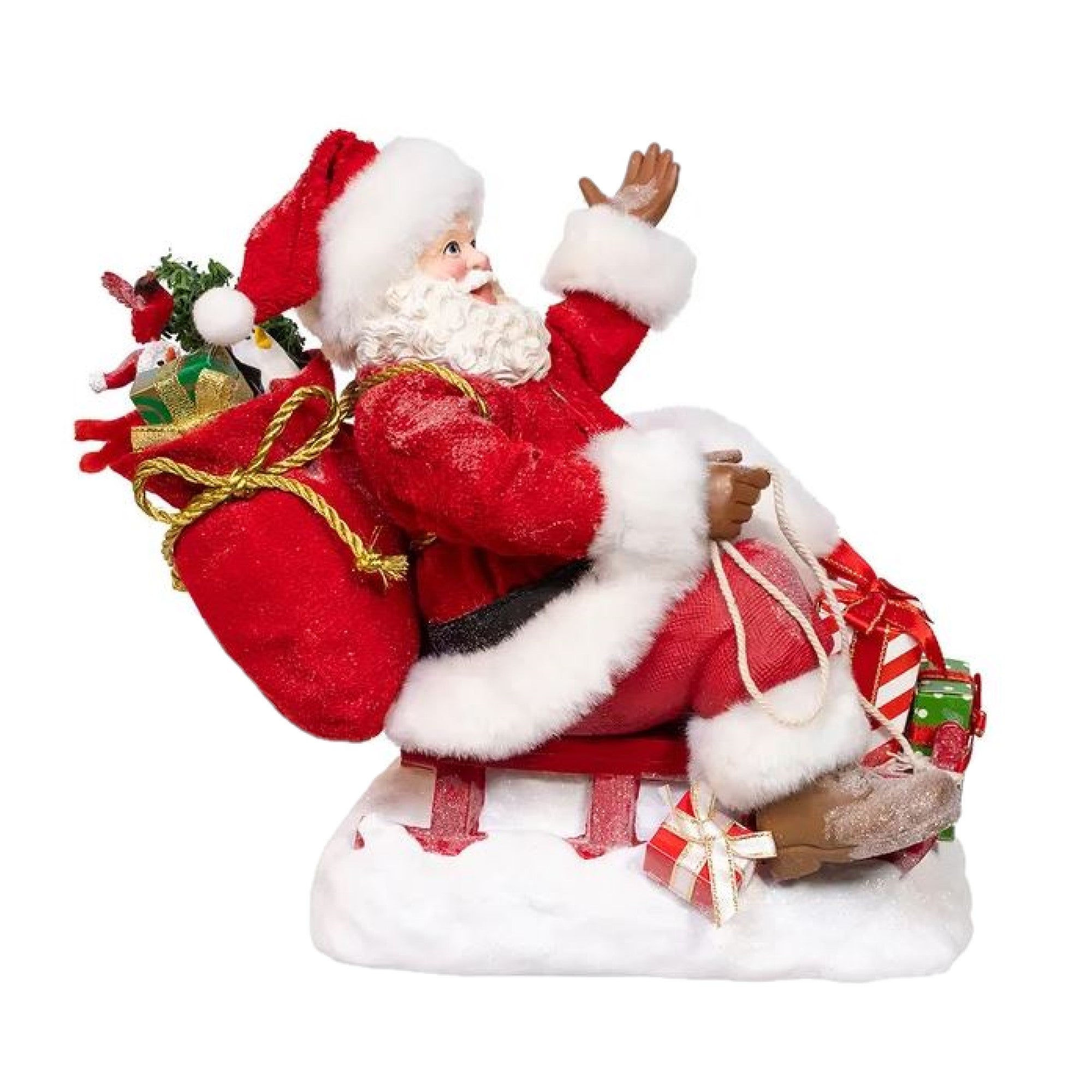 Kurt Adler Fabriche Christmas Figurine, Santa with Sled, 10in