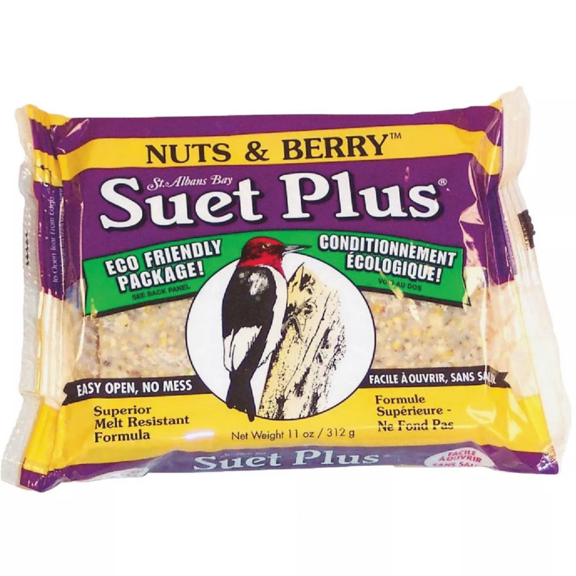 Wildlife Sciences Nuts & Berry Blend Suet Plus Bird Feed, Melt Resistant Formula, 11oz