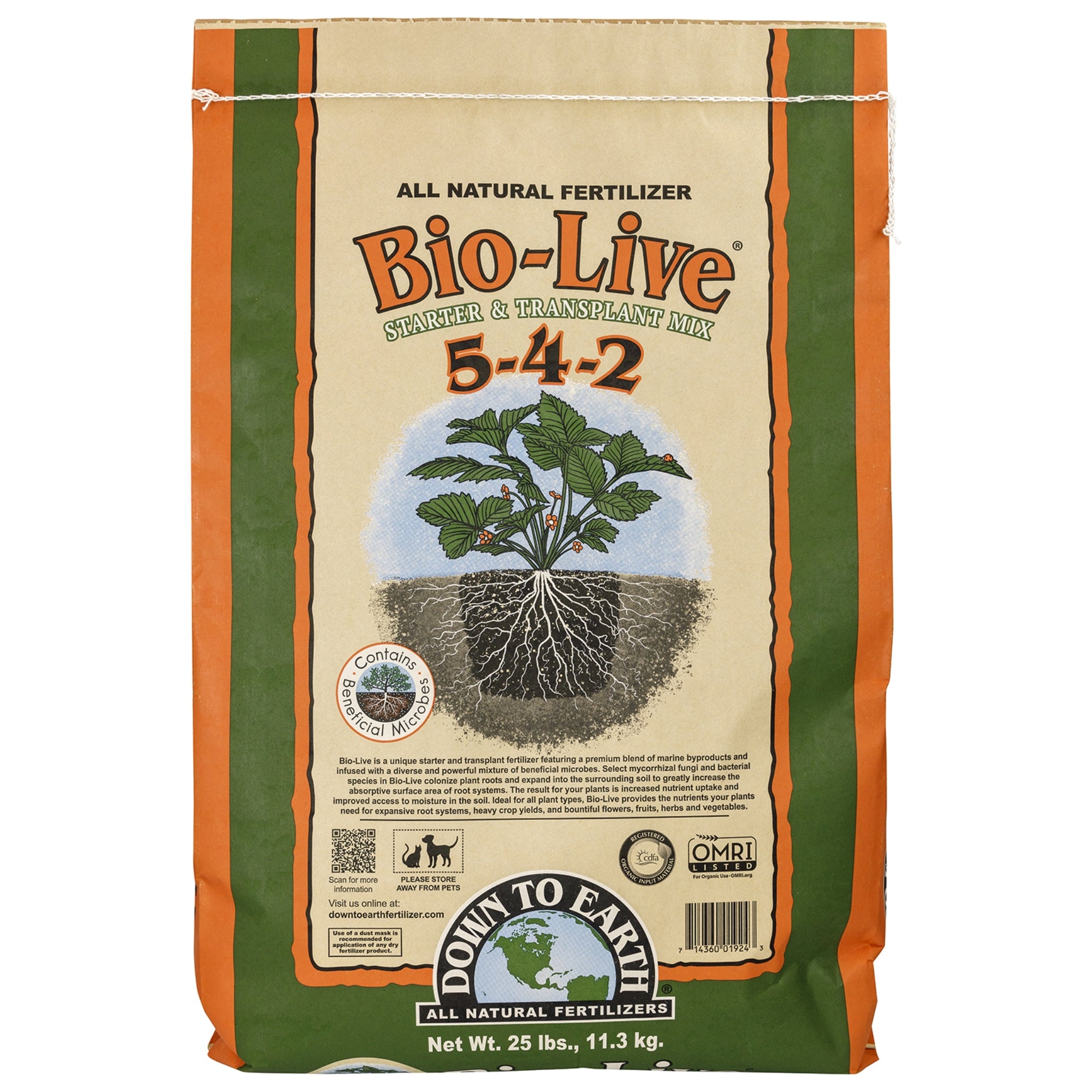 Down to Earth Organic Bio-Live Fertilizer Mix 5-4-2