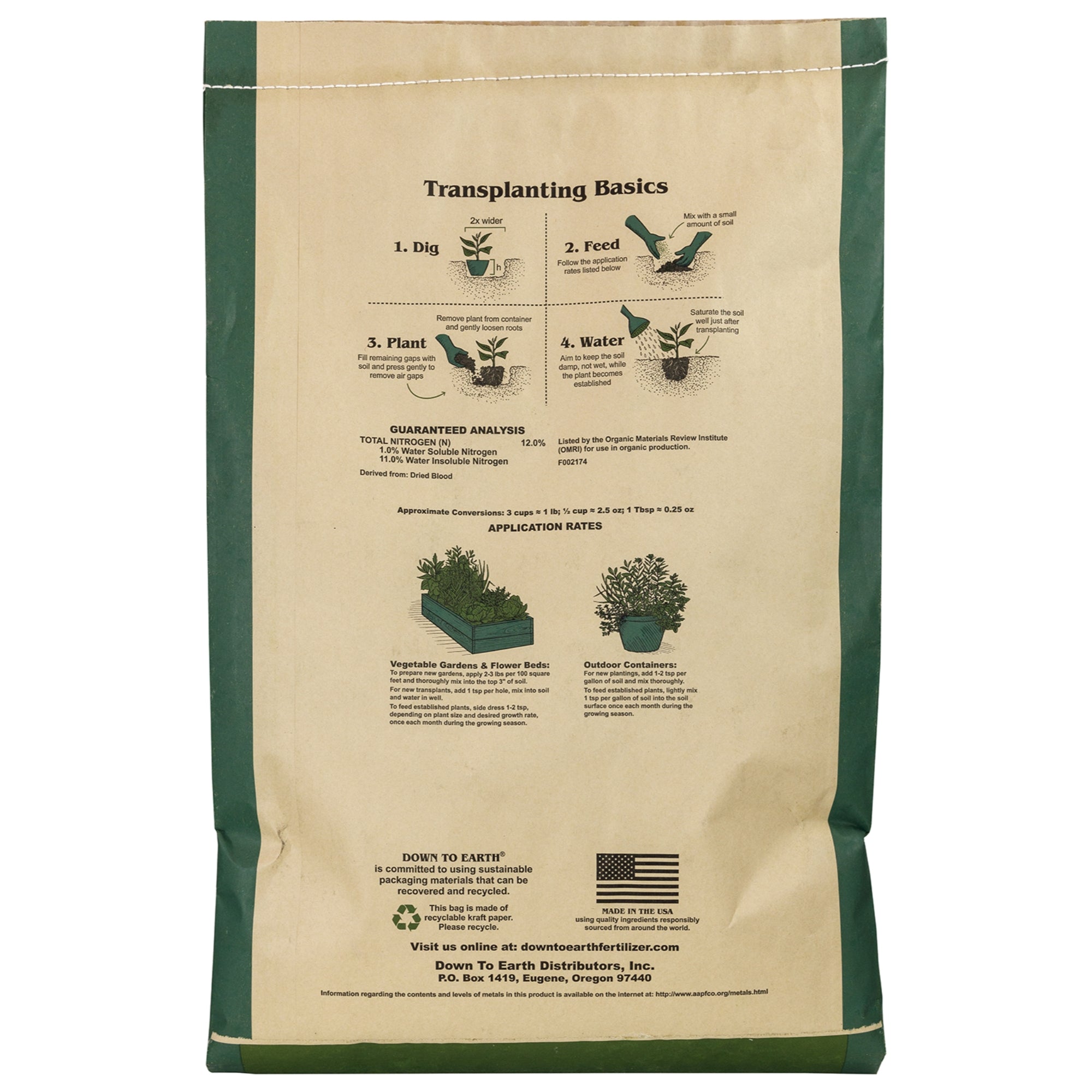 Down to Earth Organic Blood Meal Fertilizer Mix, 12-0-0