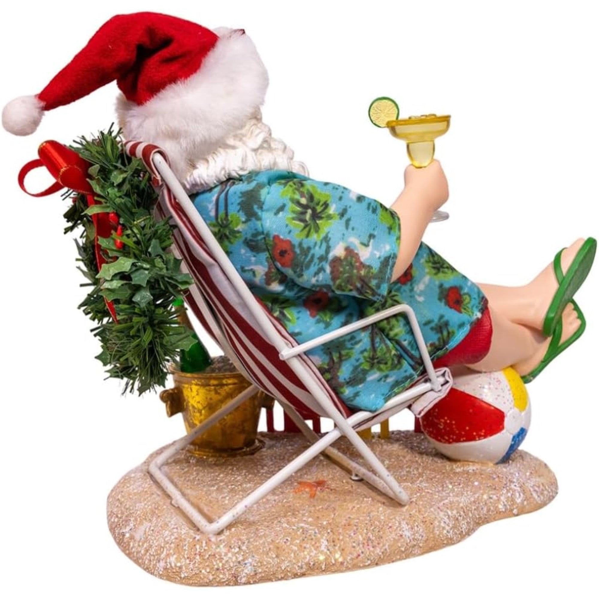 Kurt Adler Fabriche Christmas Figurine, Santa Beach Chair, 8.5in