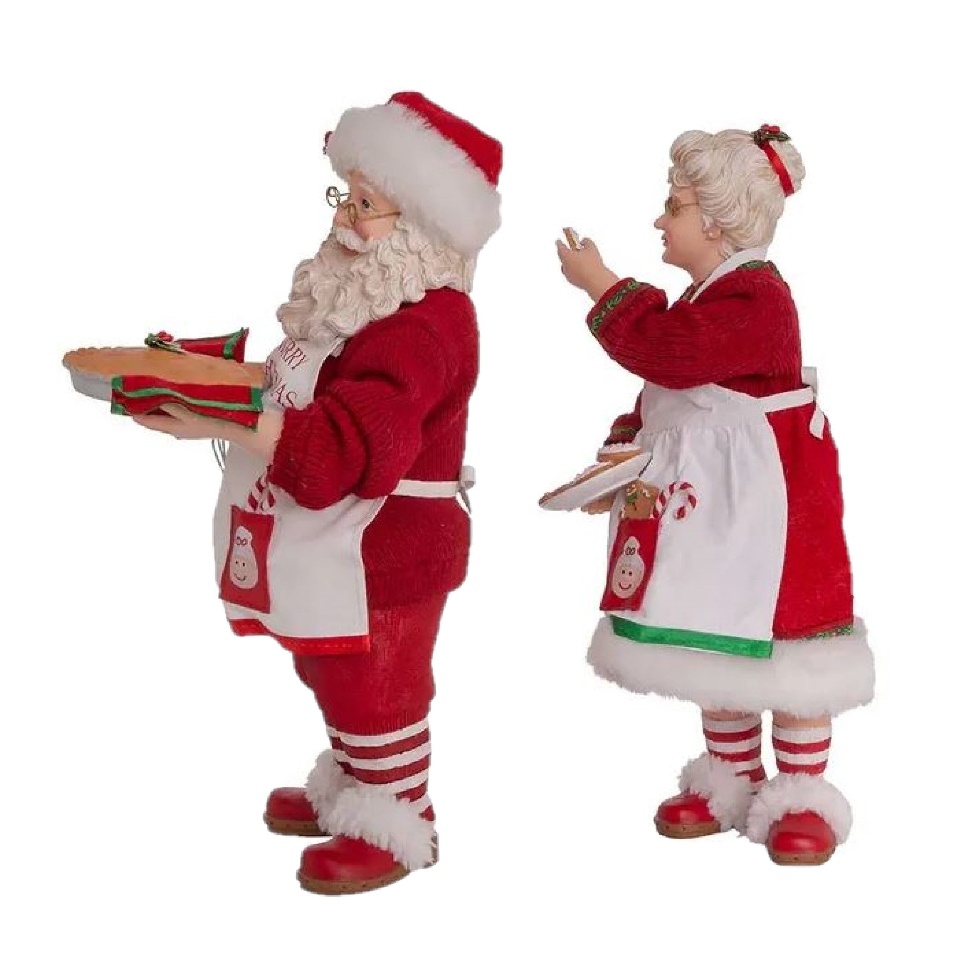 Kurt Adler Fabriche Christmas Figurines, Mr. and Mrs. Claus with Desserts, 10.5in (Set of 2)
