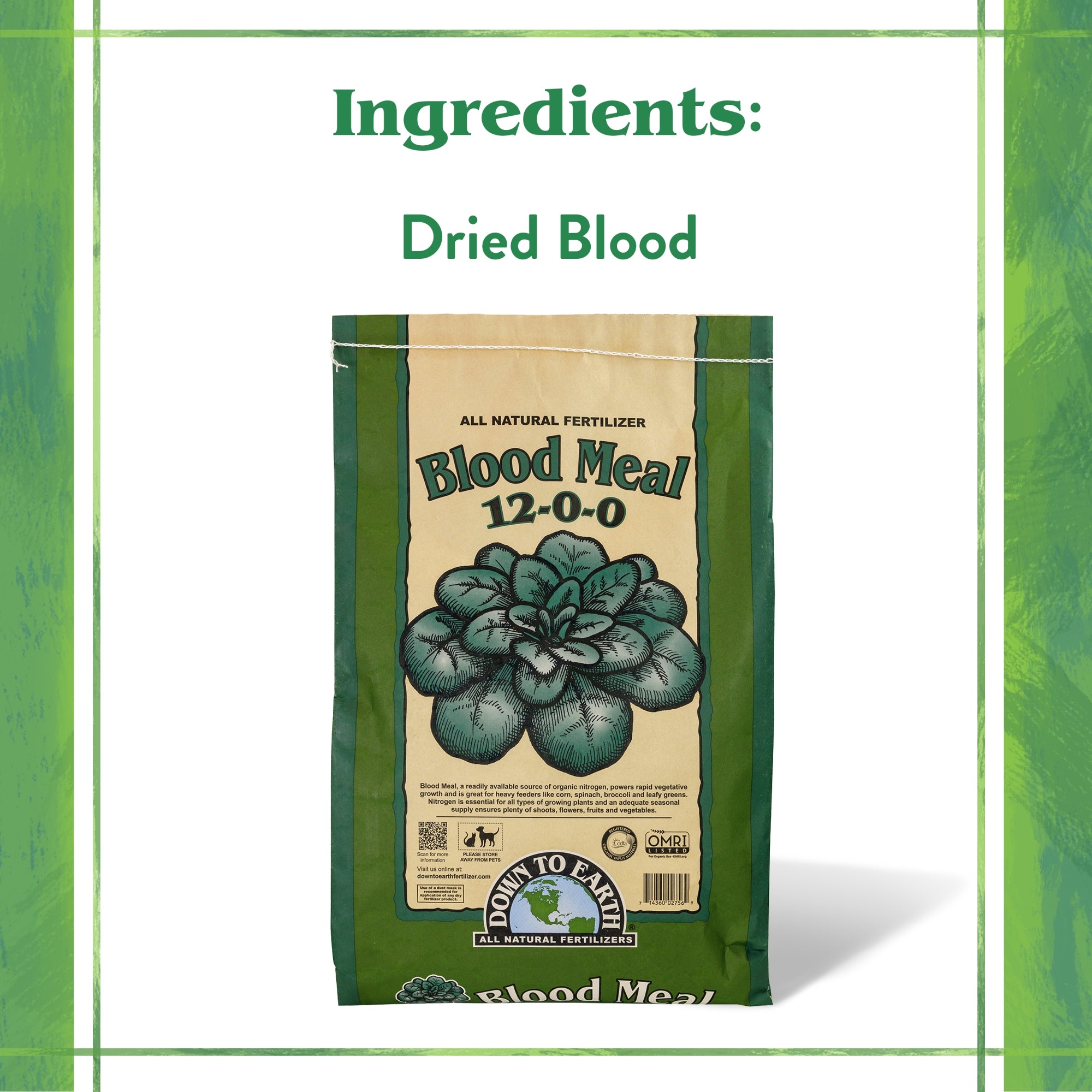 Down to Earth Organic Blood Meal Fertilizer Mix, 12-0-0
