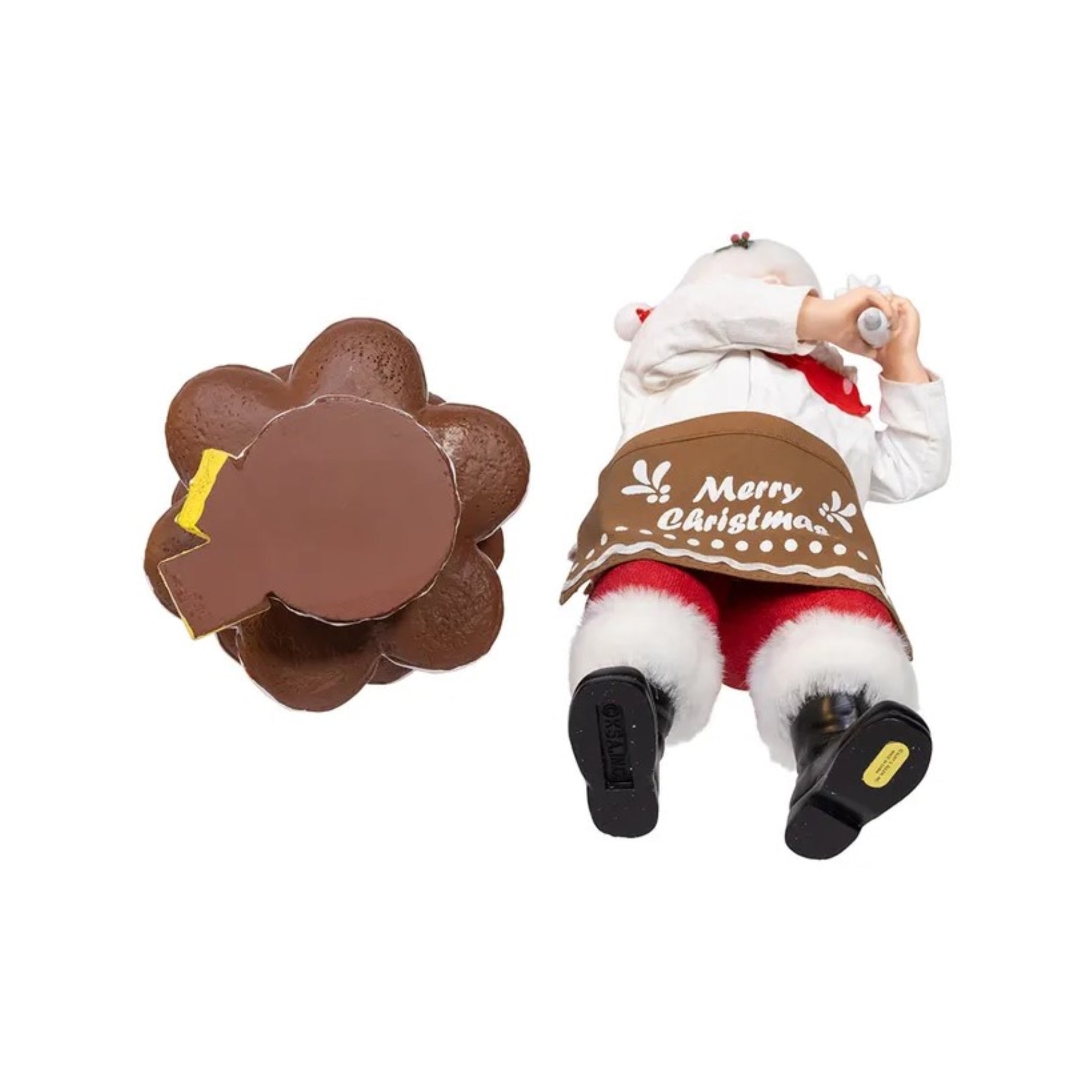 Kurt Adler Fabriche Christmas Figurine, Santa Decorating Gingerbread, 10.5in