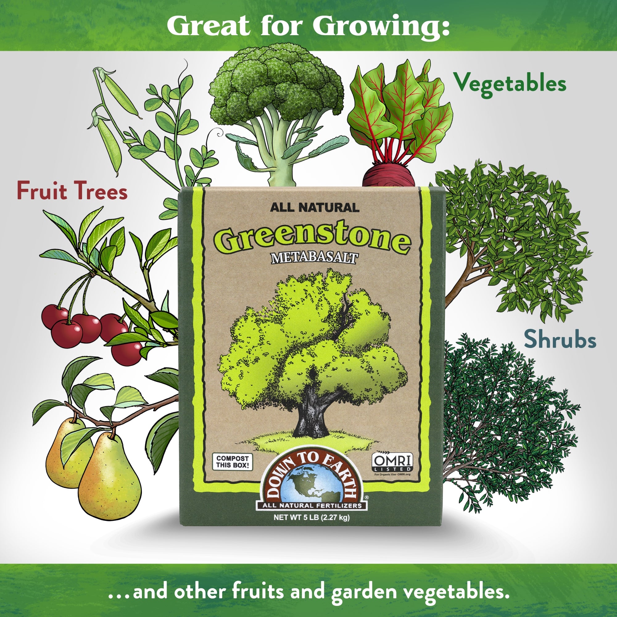 Down to Earth Greenstone Metabasalt All Natural Soil Amendment, 5lbs
