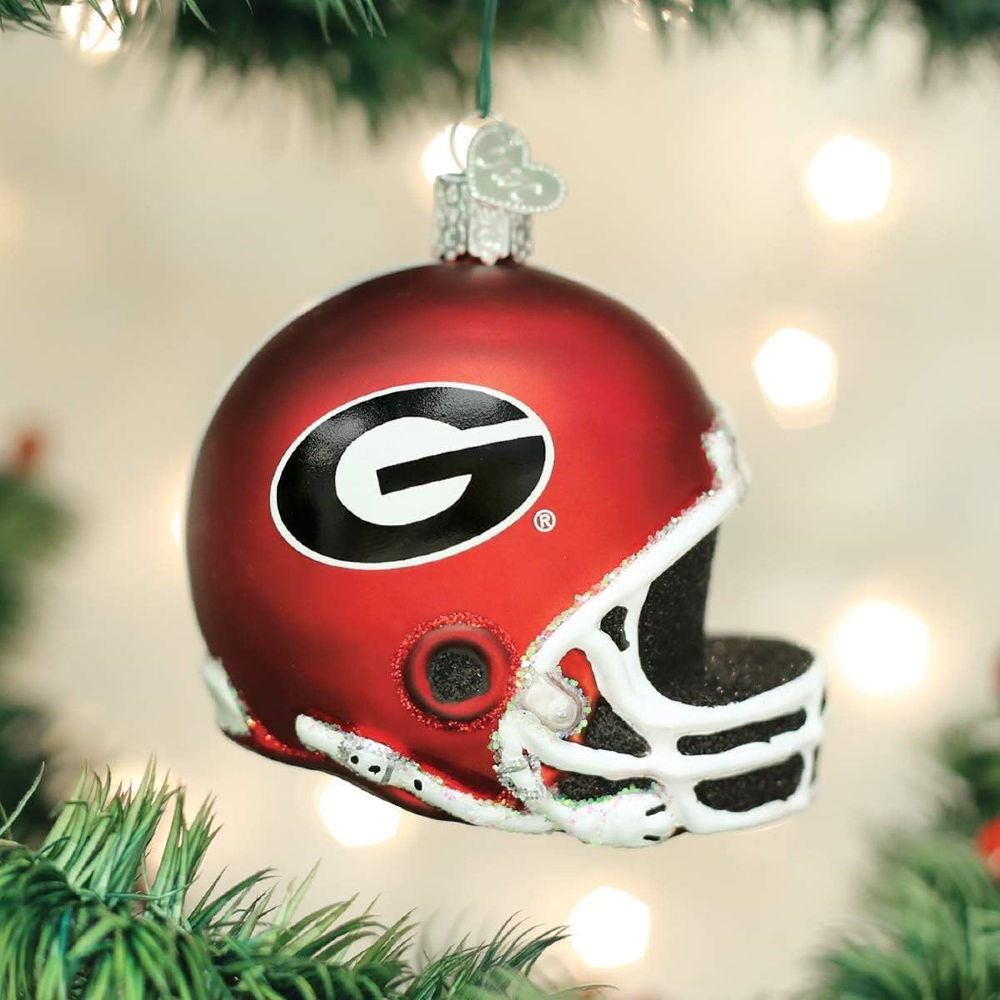 Old World Christmas Blown Glass Ornament for Christmas Tree, Georgia Helmet