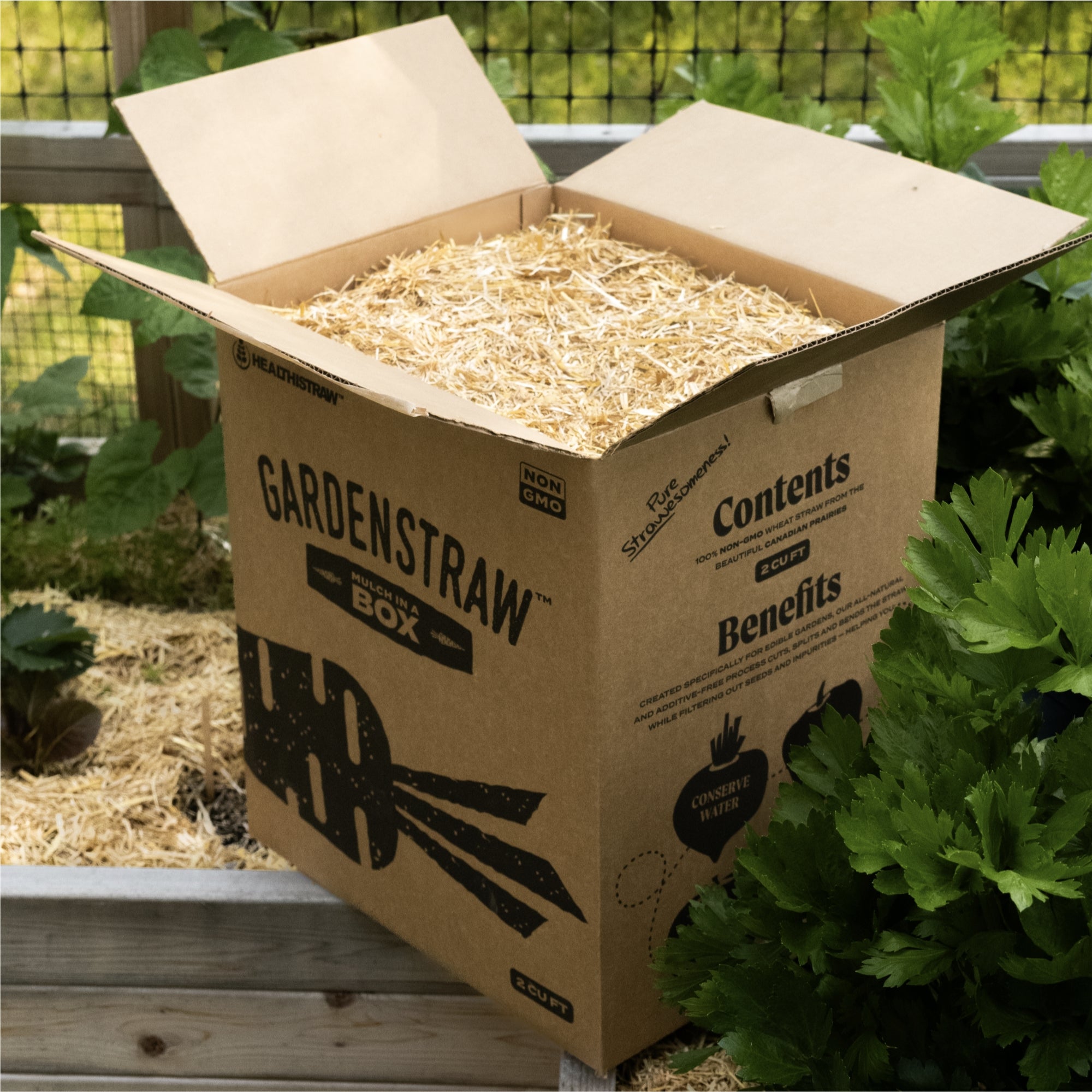 HealthiStraw GardenStraw Boxed – All-Natural, Clean, Sustainable Garden Straw Mulch, Plastic-Free Package, 2 cu ft