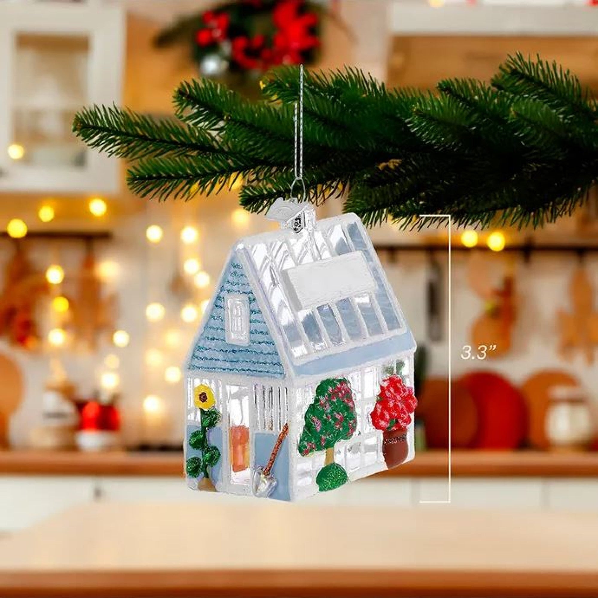 Kurt Adler Noble Gems Glass Ornament for Christmas Tree, Greenhouse