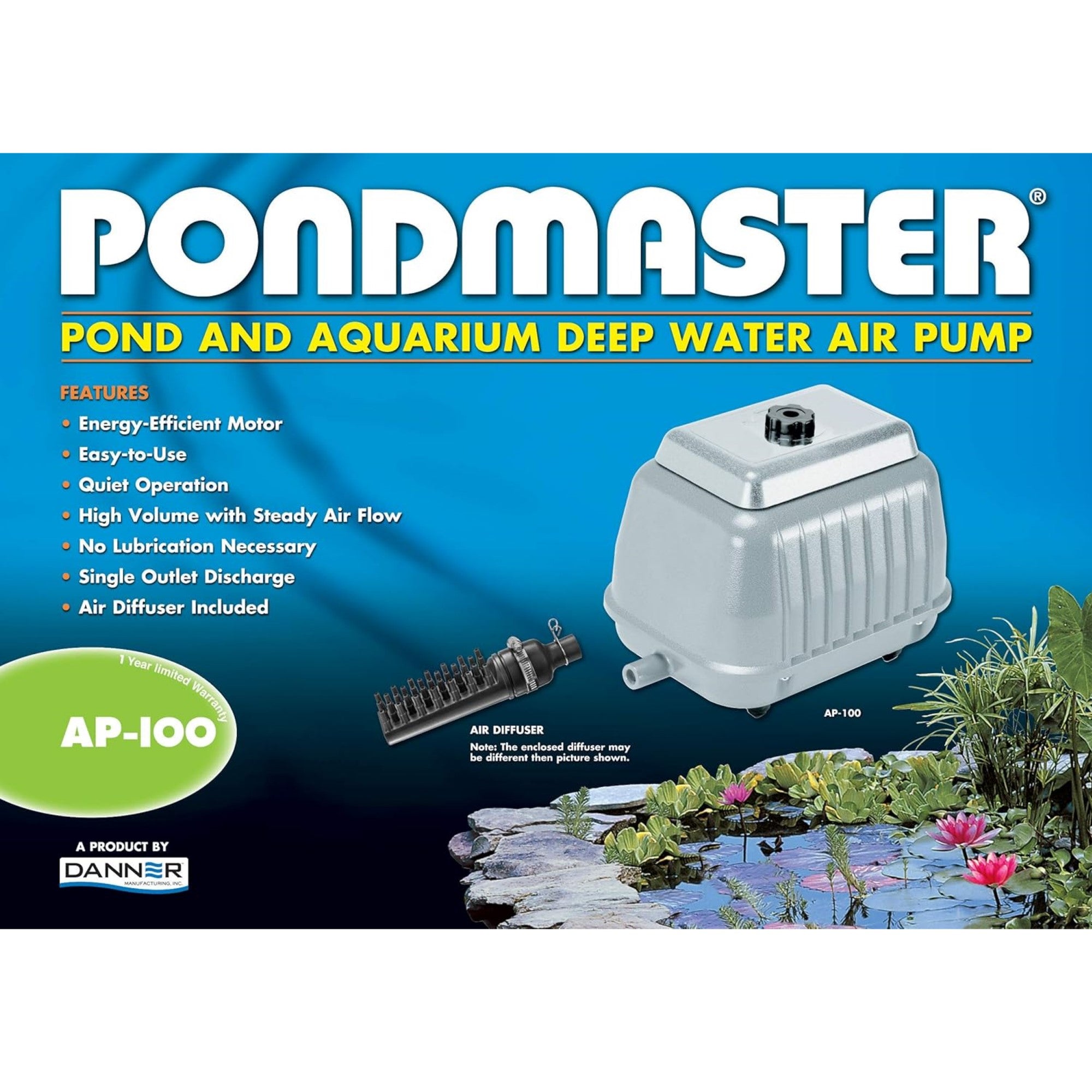 Danner Manufacturing Pondmaster Air Pump AP100, 8900 cu in/ min