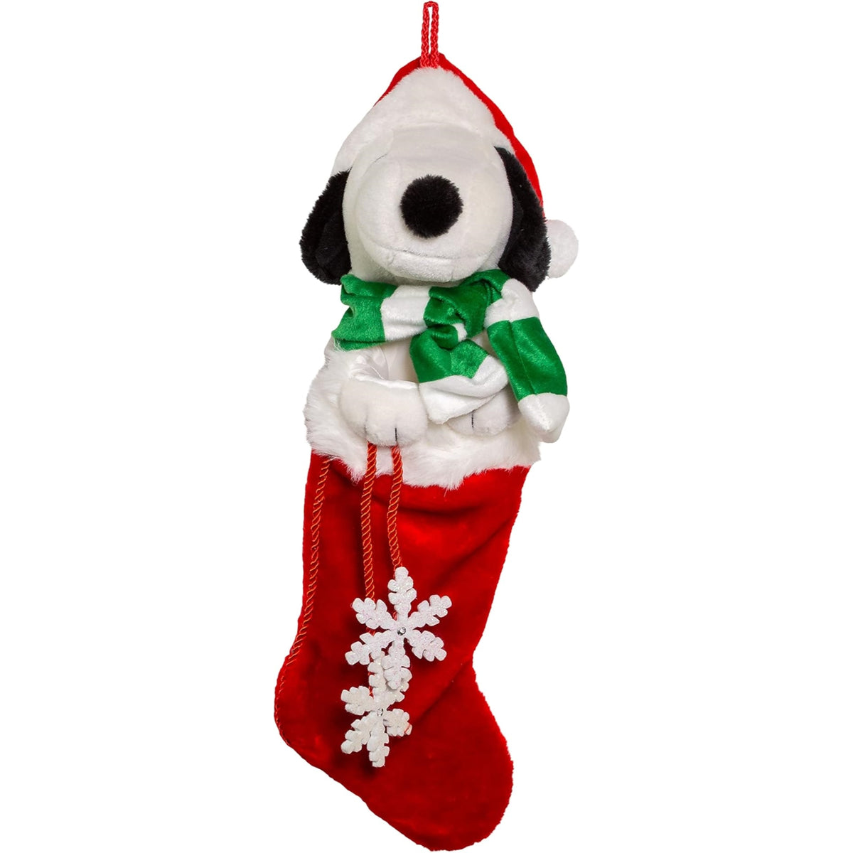 Kurt Adler Peanuts Stocking with Plus Cuff, Snoopy with Santa Hat, 21"