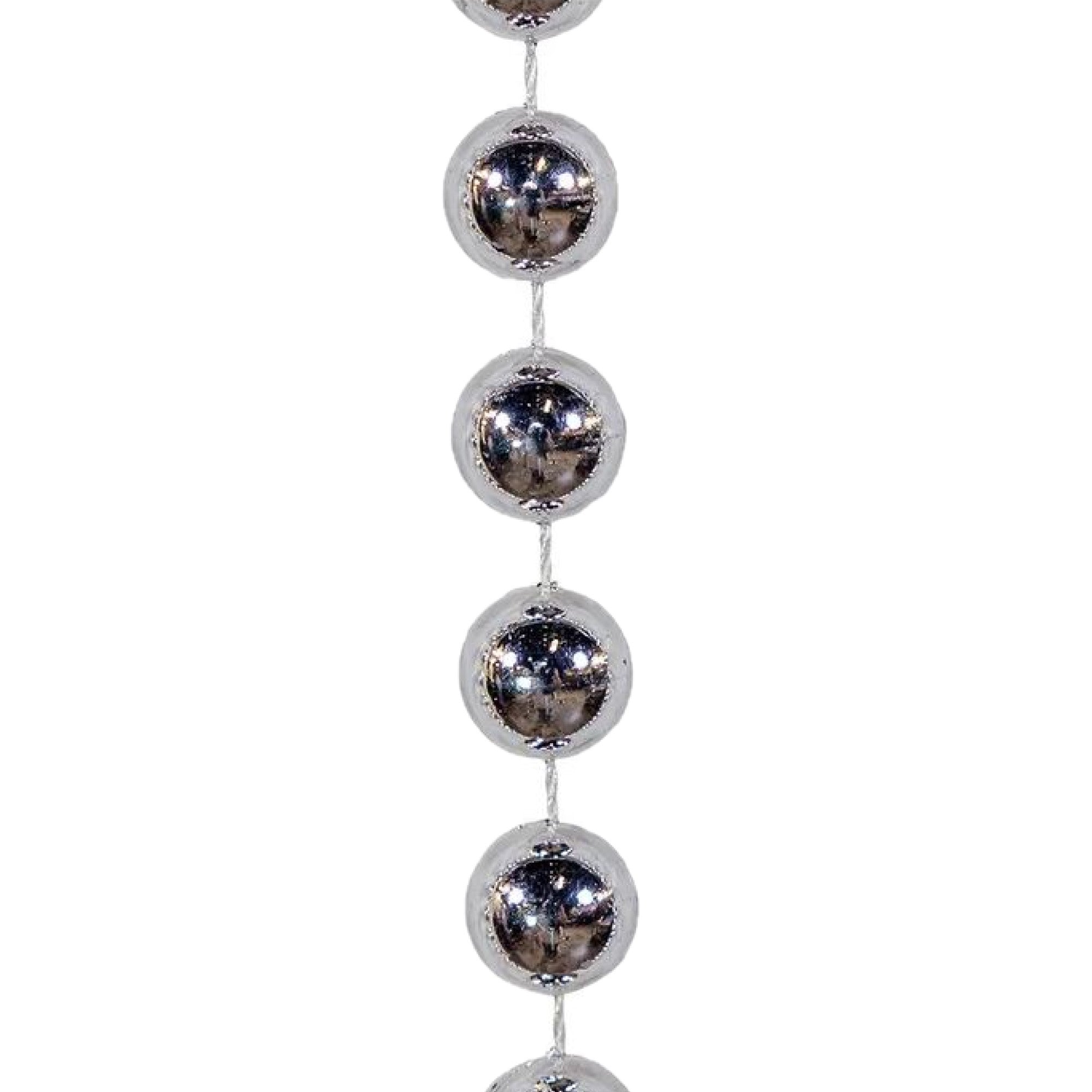 Kurt Adler Christmas Decoration, Plastic Round Beaded Garland, Silver, 15’