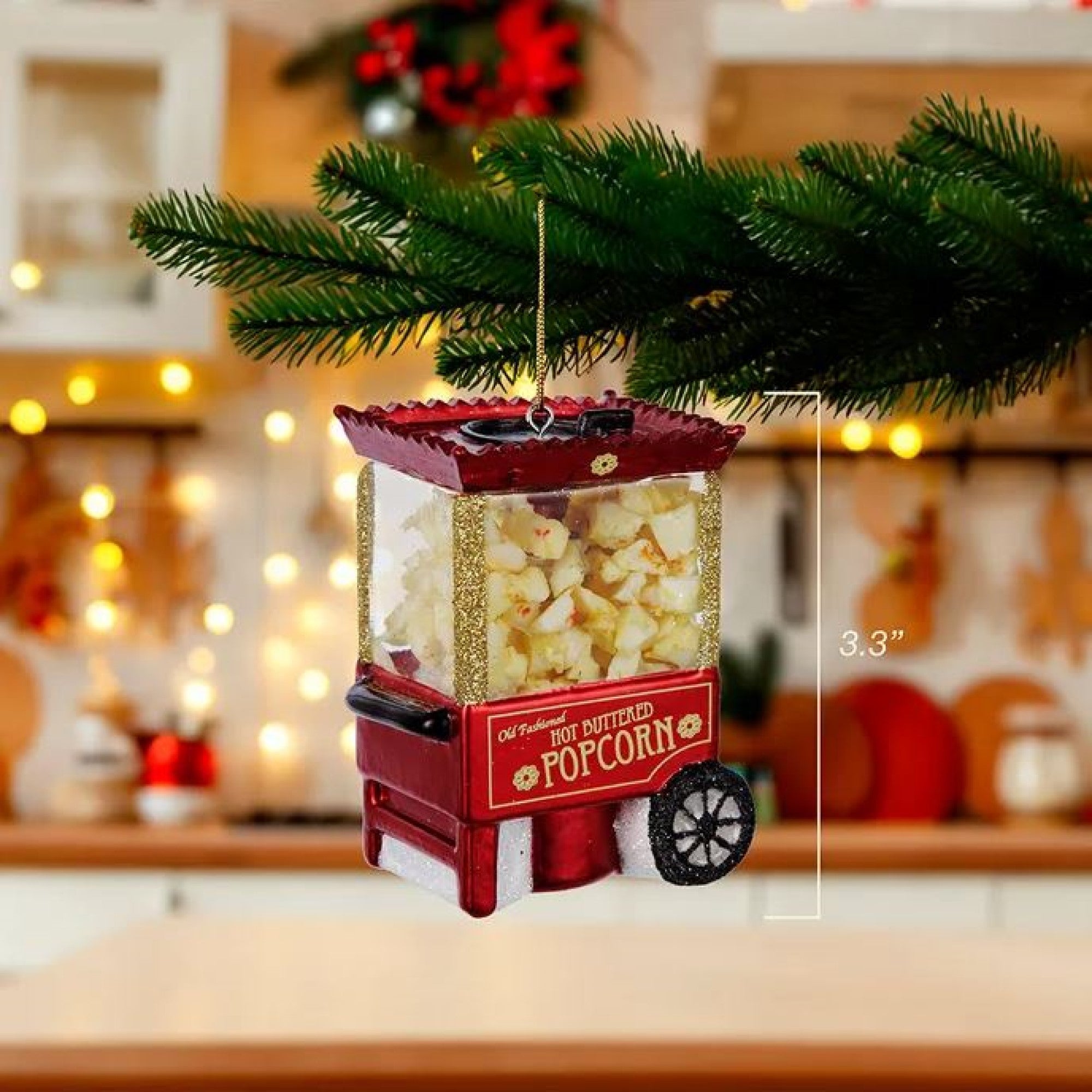 Kurt Adler Noble Gems Glass Ornament for Christmas Tree, Popcorn Machine