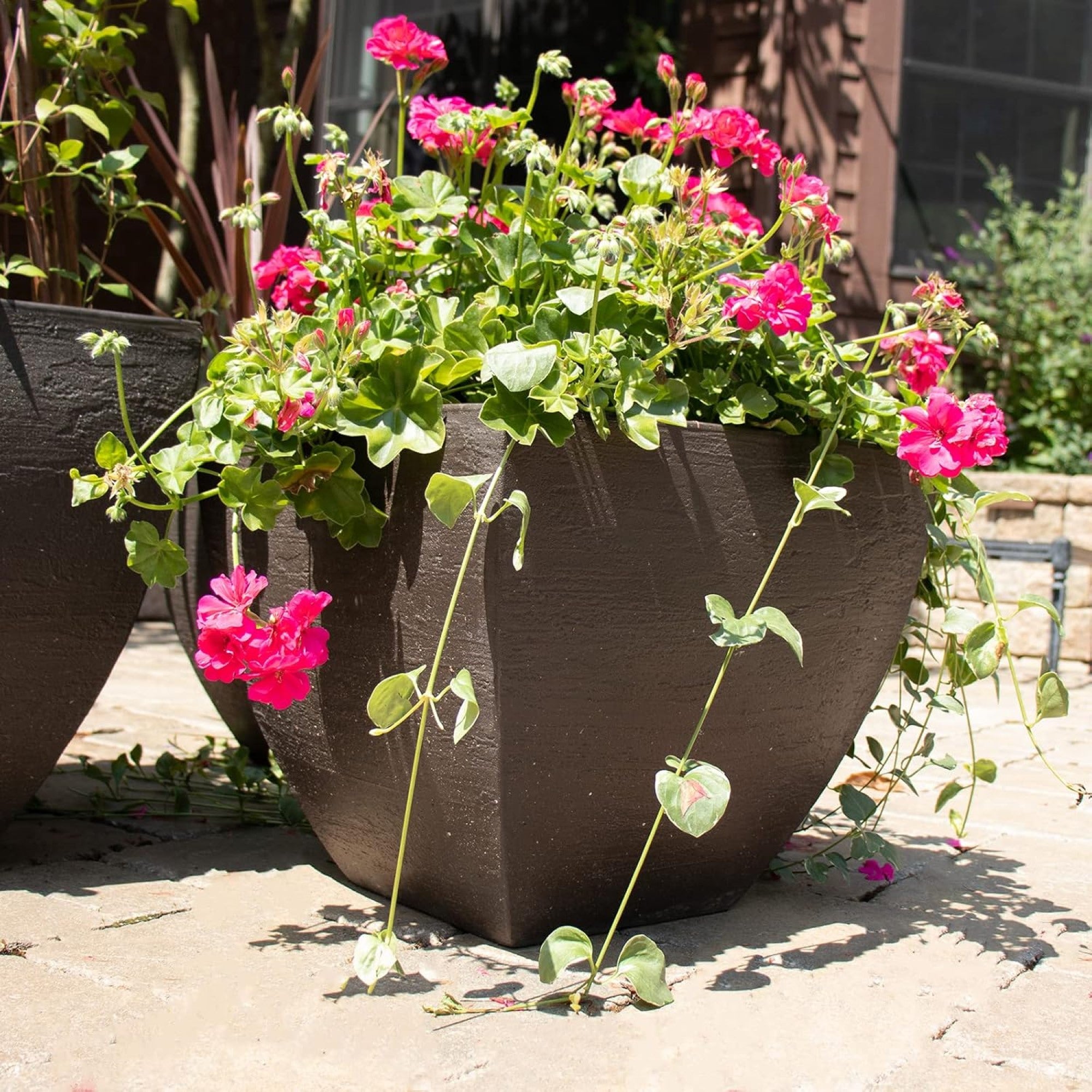 Tusco Products Modern Planter, Short Square, Black - 20" x 16"