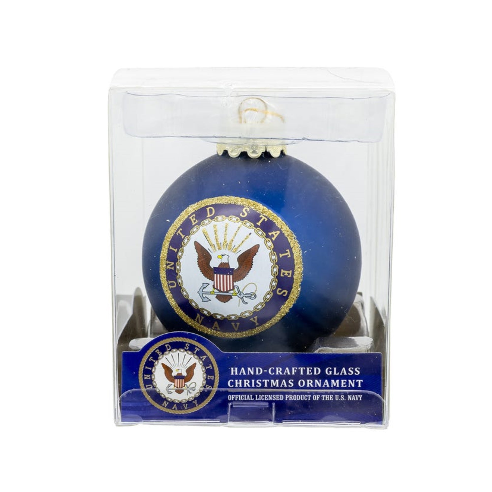 Kurt Adler United States Navy Emblem 2-Sided Glass Ball Ornament, 3" (1 Count)