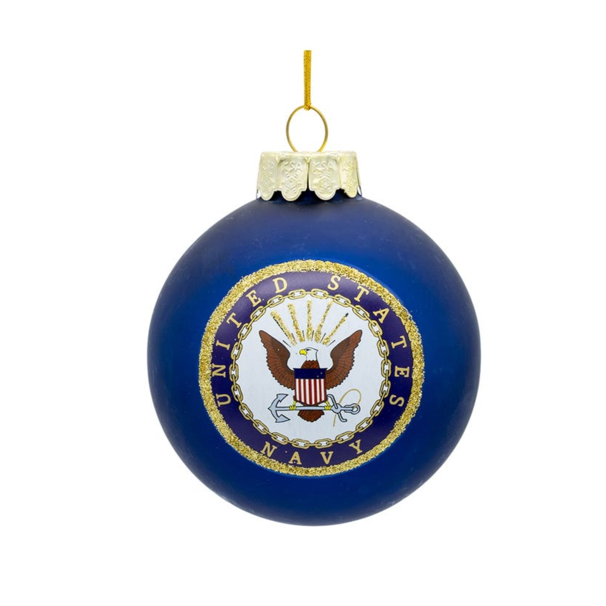 Kurt Adler United States Navy Emblem 2-Sided Glass Ball Ornament, 3" (1 Count)