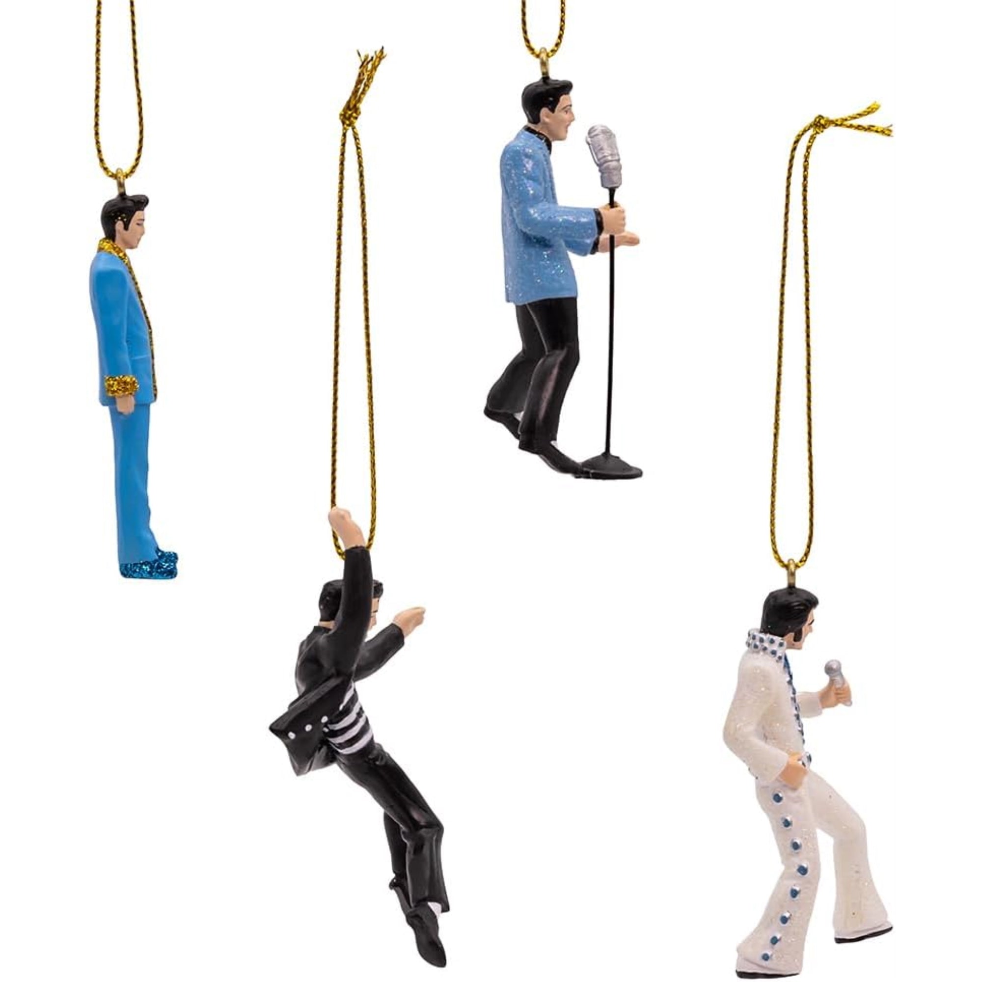 Kurt Adler Hanging Resin Miniature Elvis Presley Ornaments, 4-Piece Set
