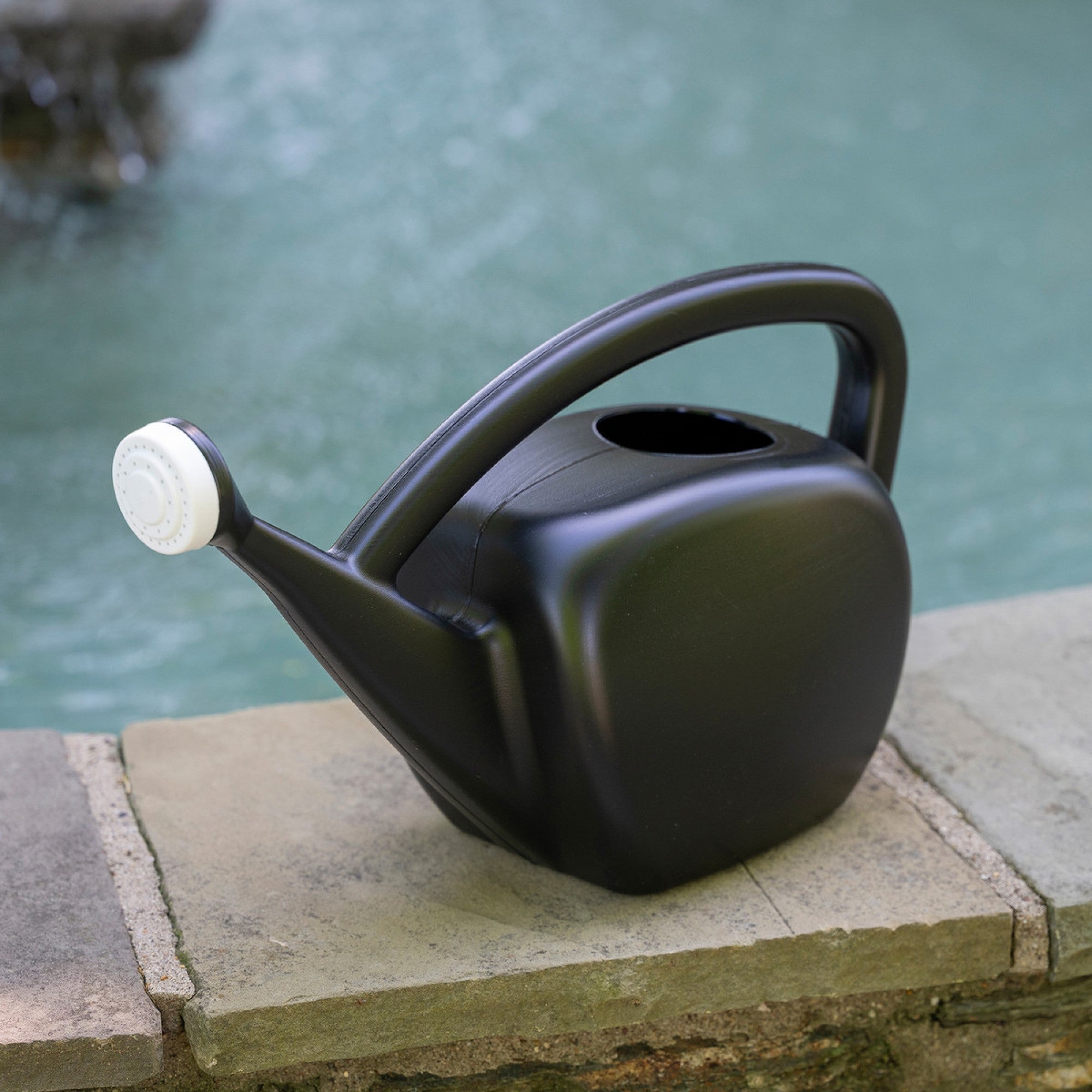 Root & Vessel Mid Century Modern Plastic Watering Can, Black, 2 Gallon