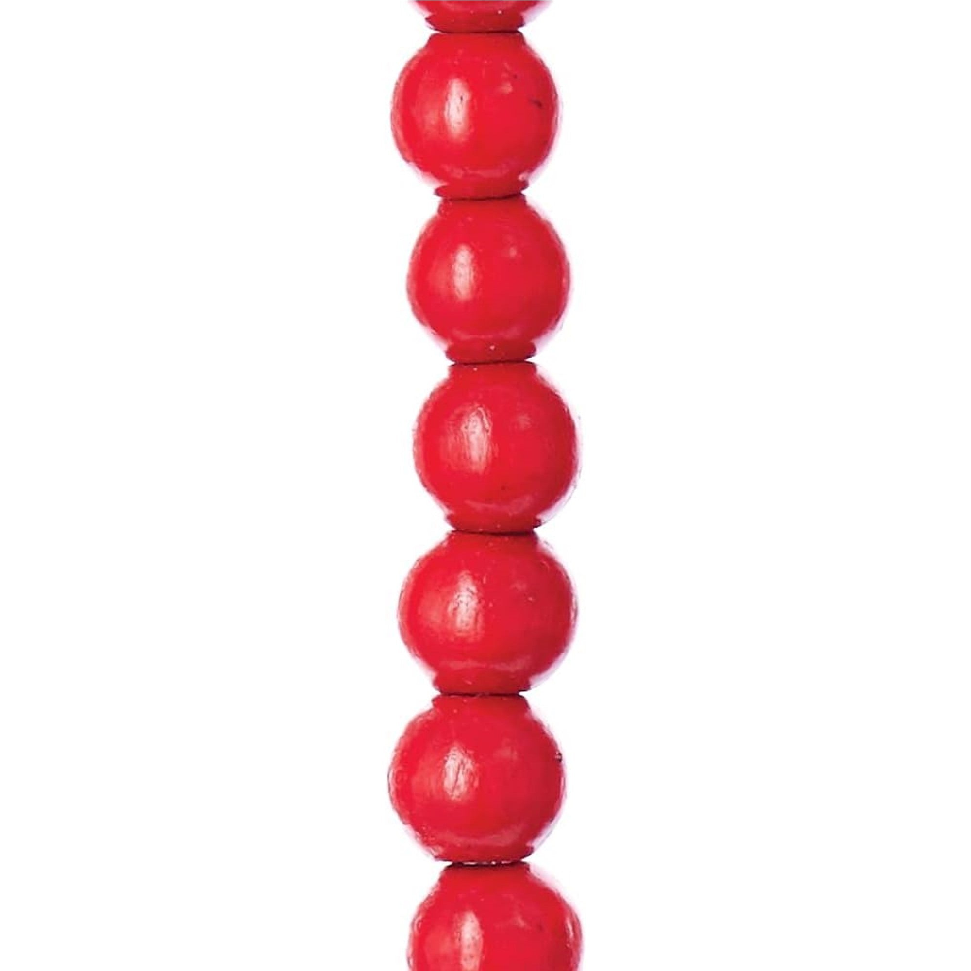 Kurt Adler Christmas Decoration, Wooden Red Bead Garland, 9ft