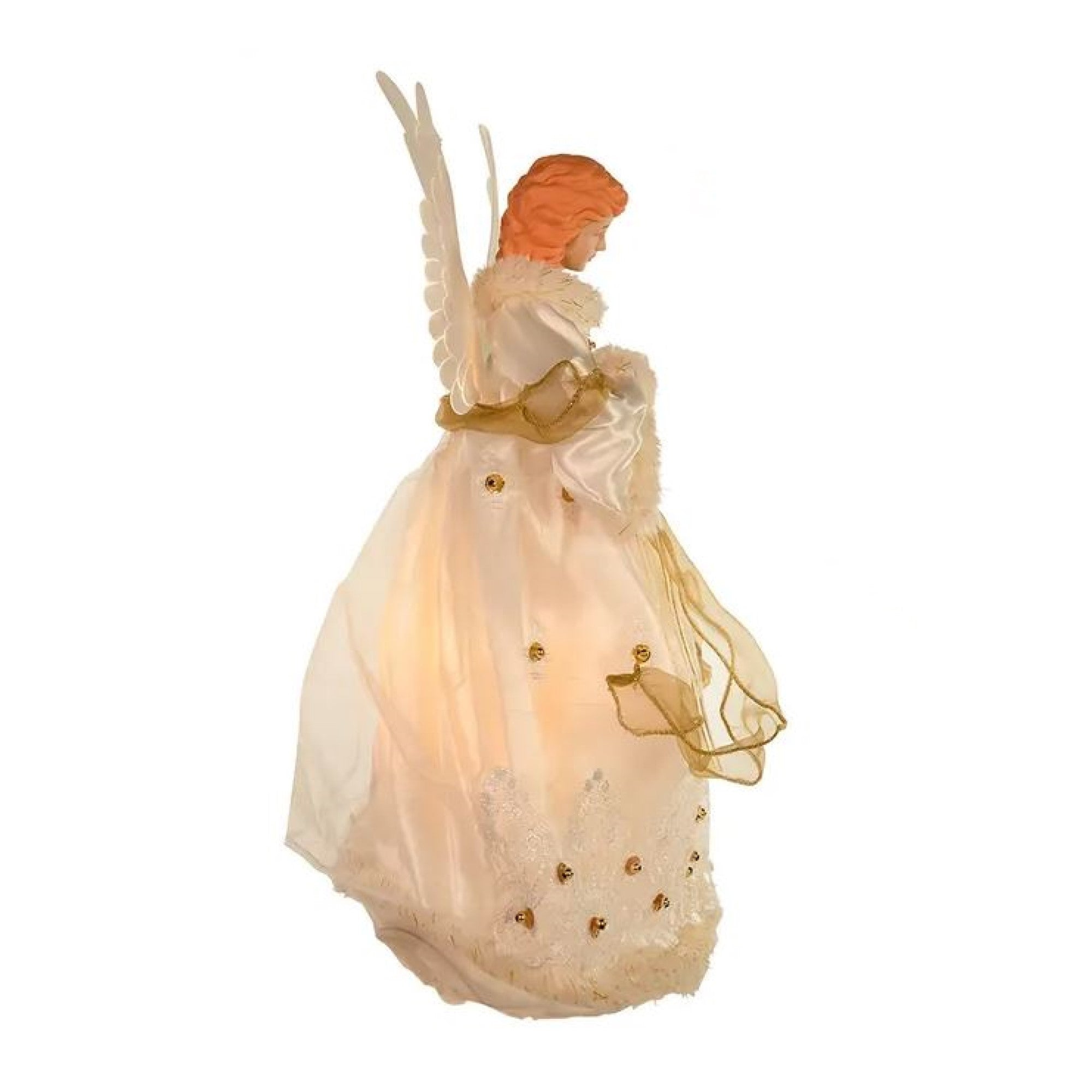 Kurt Adler Fiber Optic Animated Angel Tree Topper, Ivory/Gold, 14in