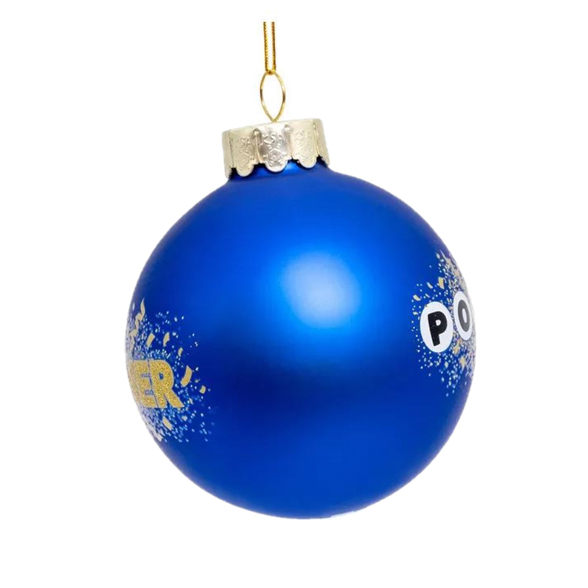 Kurt Adler Glass Ball Ornament, Power Ball Winner, Blue and Gold