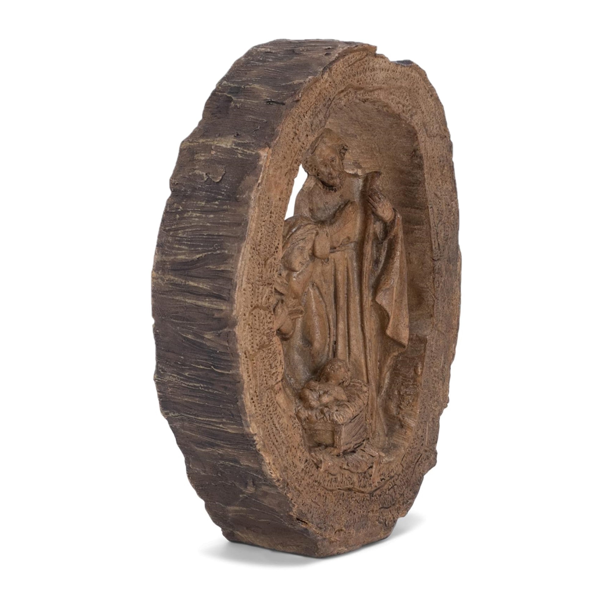 Ganz Polyresin Log Standing Christmas Decoration, Nativity Scene, 5”