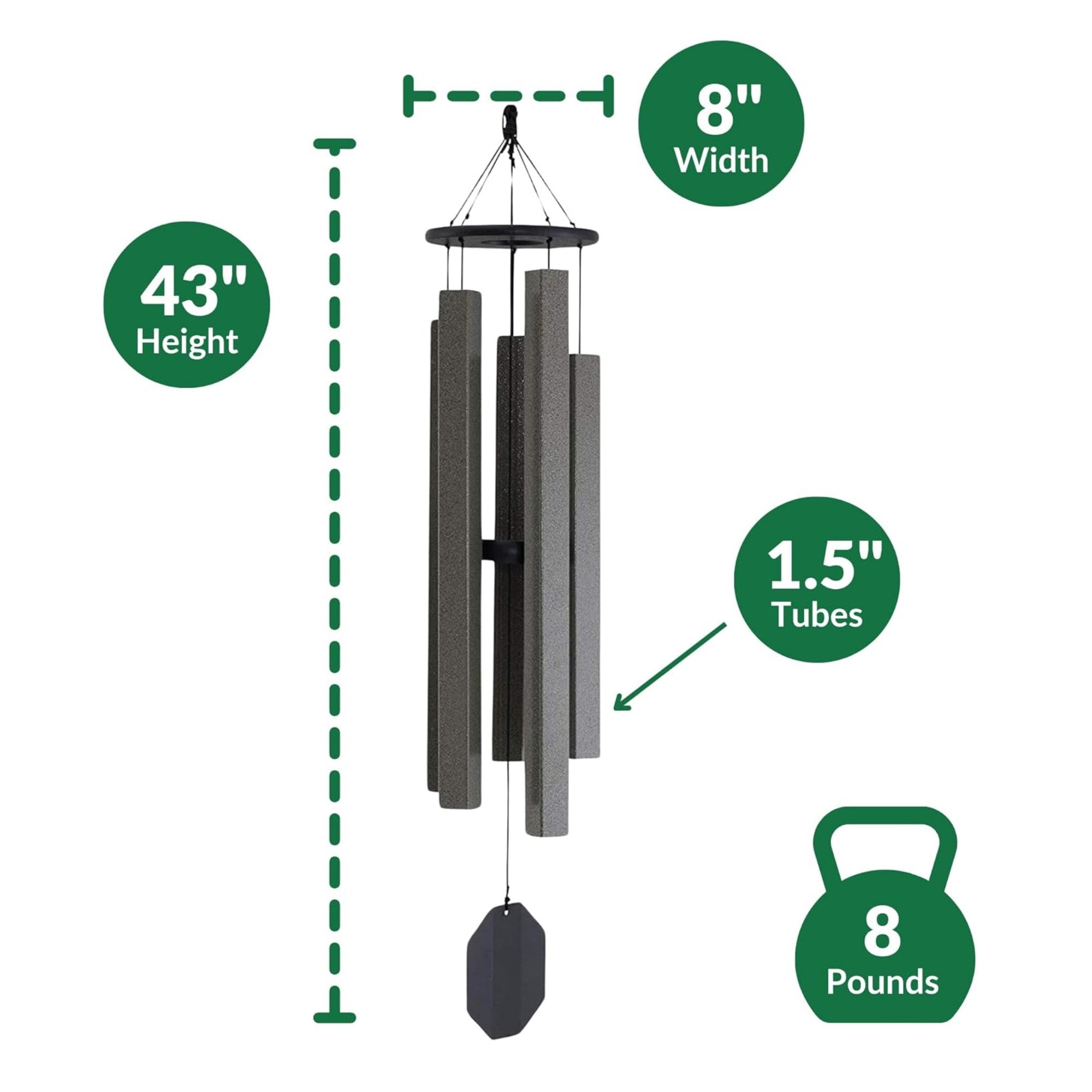 Lambright Chimes Mocha Alpine Whisper Wind Chime, Amish Handcrafted, 43in