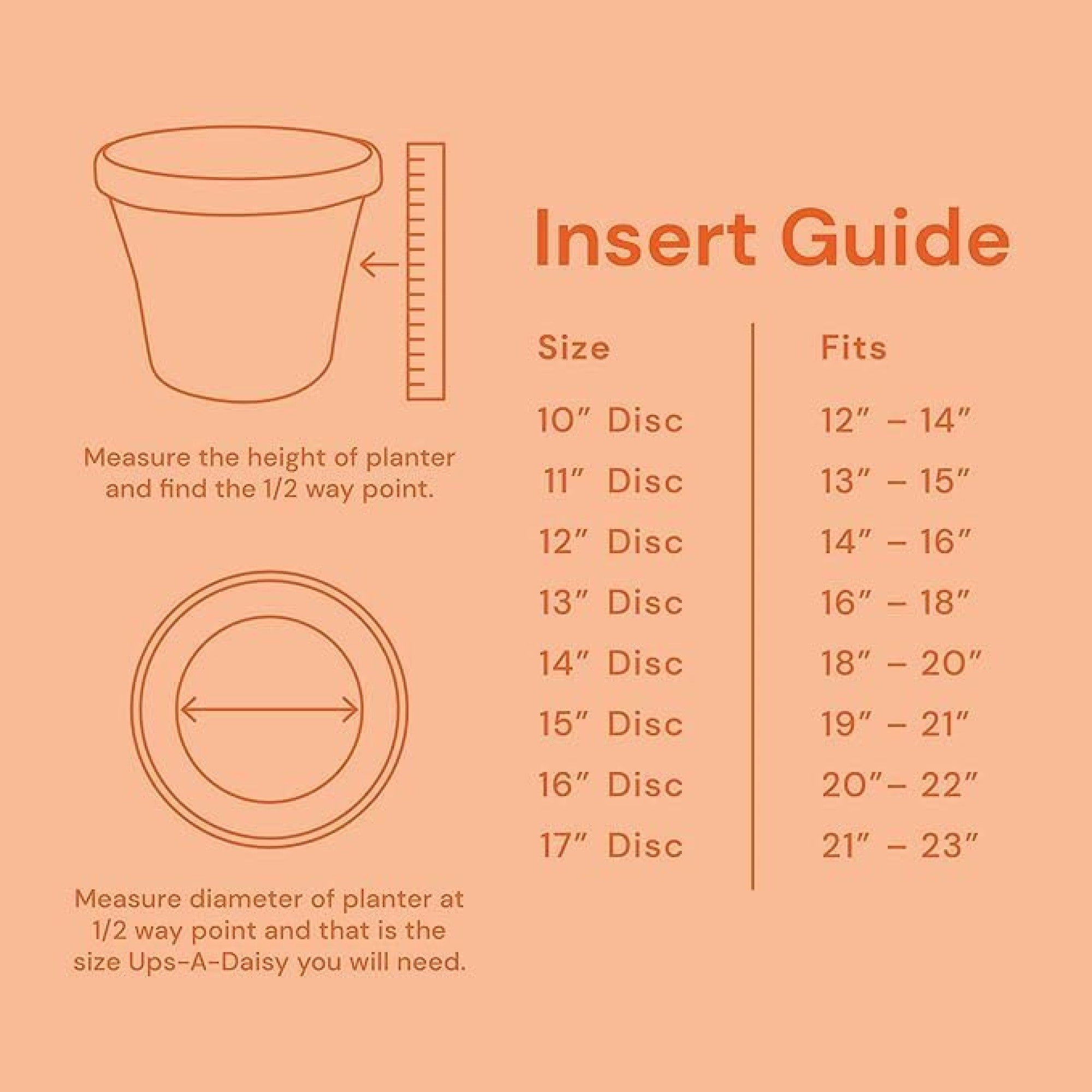 Bloem Ups-A-Daisy Flower Planter Insert, Orange