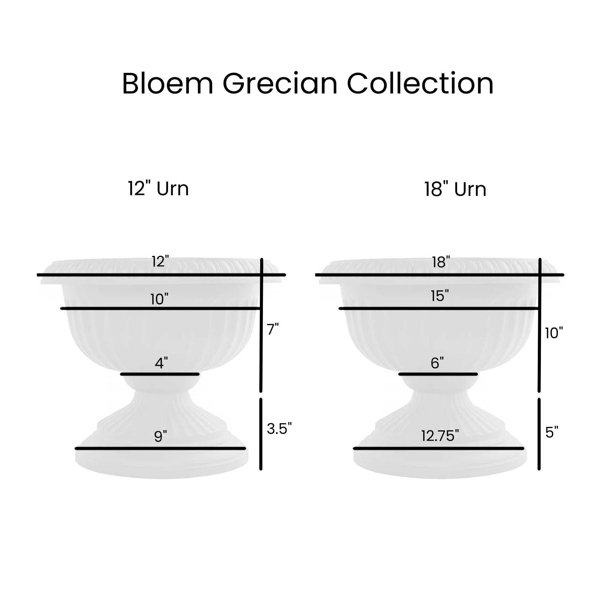Bloem Indoor/Outdoor Plastic Grecian Urn Planter