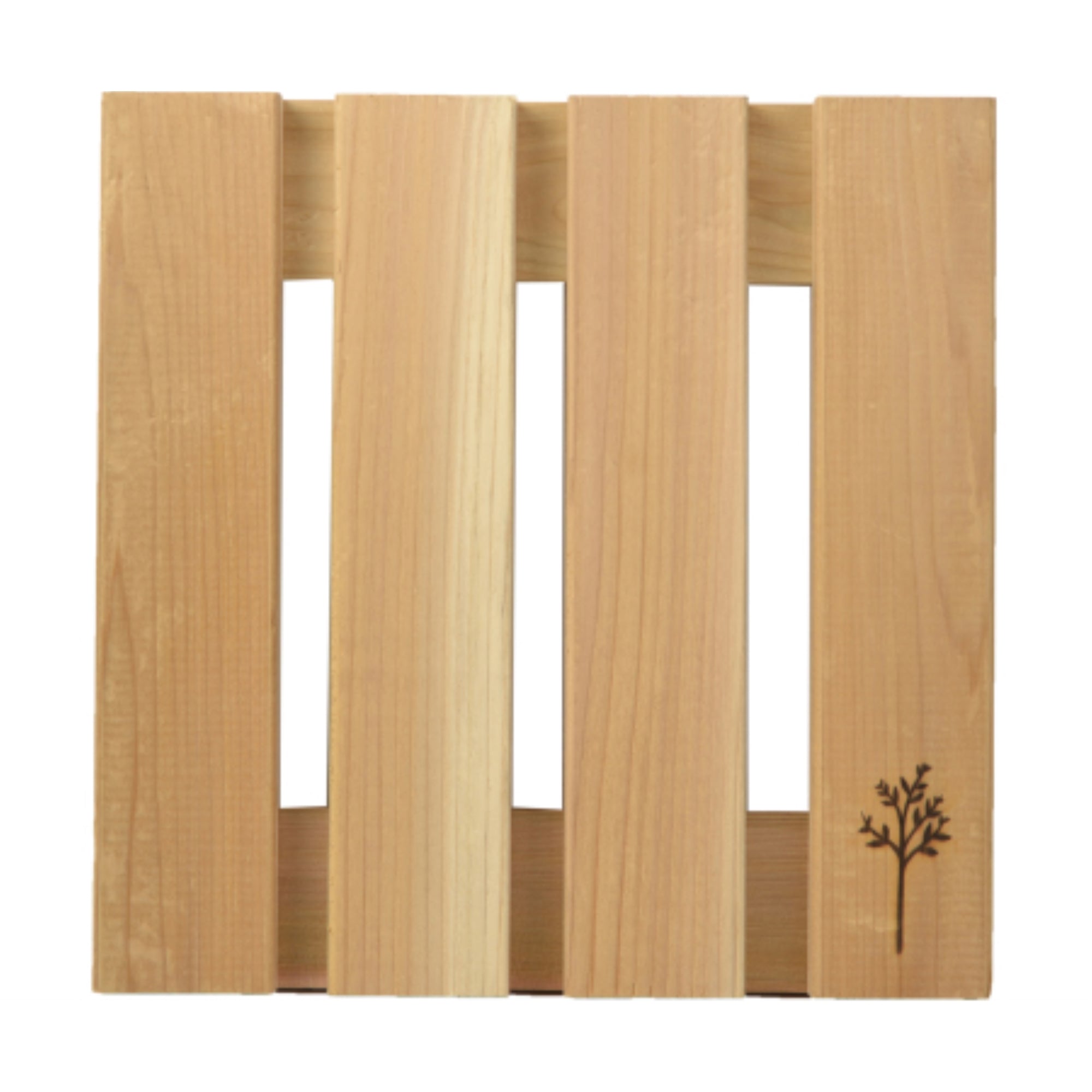 Plastec Indoor Cedar Wood Plant Caddy 12" Square Rolling Dolly with Wheels – Holds 200 lb – USA Made