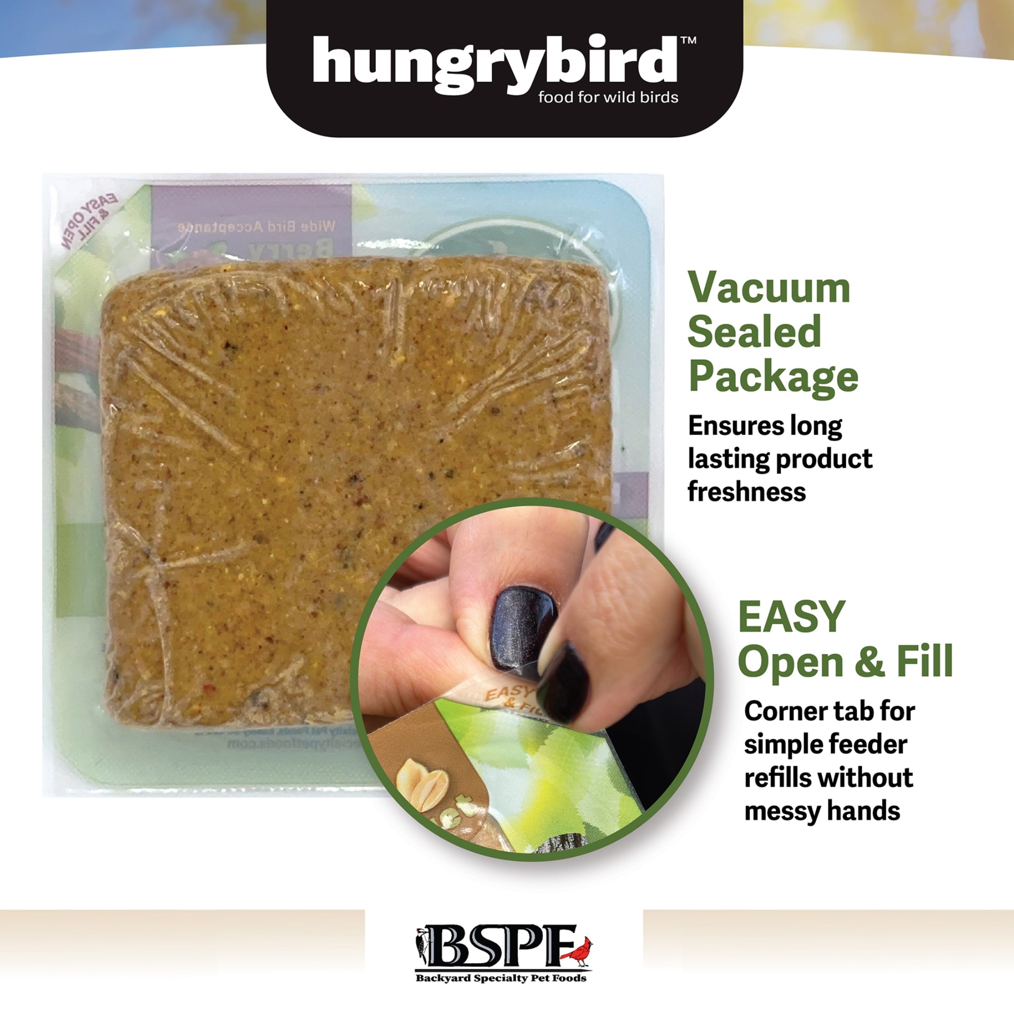 Hungrybird NaturAll Non-GMO, High-Protein Hot Pepper Suet Cake for Ouside Wild Bird Feeders