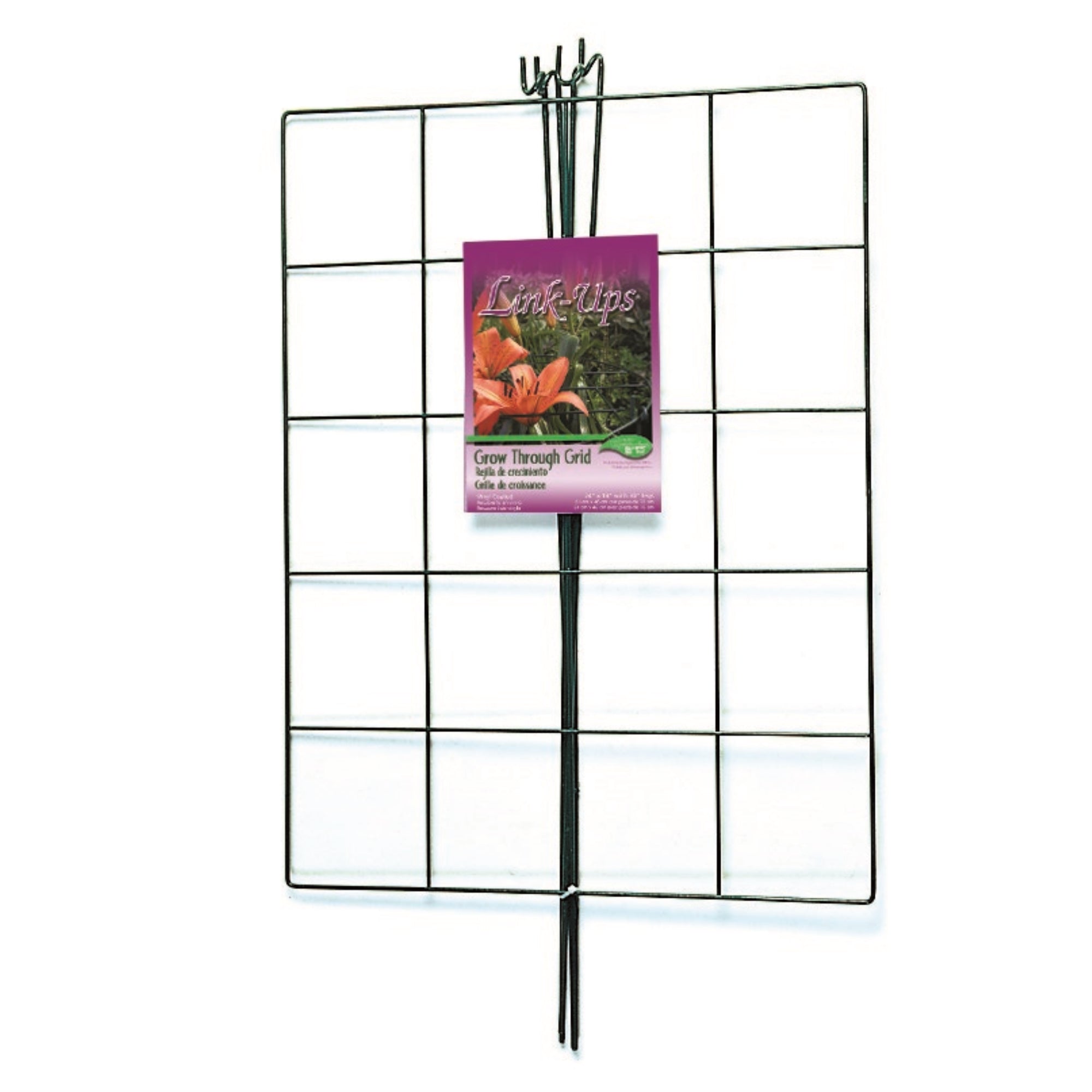 Luster Leaf Link-Ups Rectangle Metal Grow Through Grid Plant Support, 24" x 18" Grid, Green