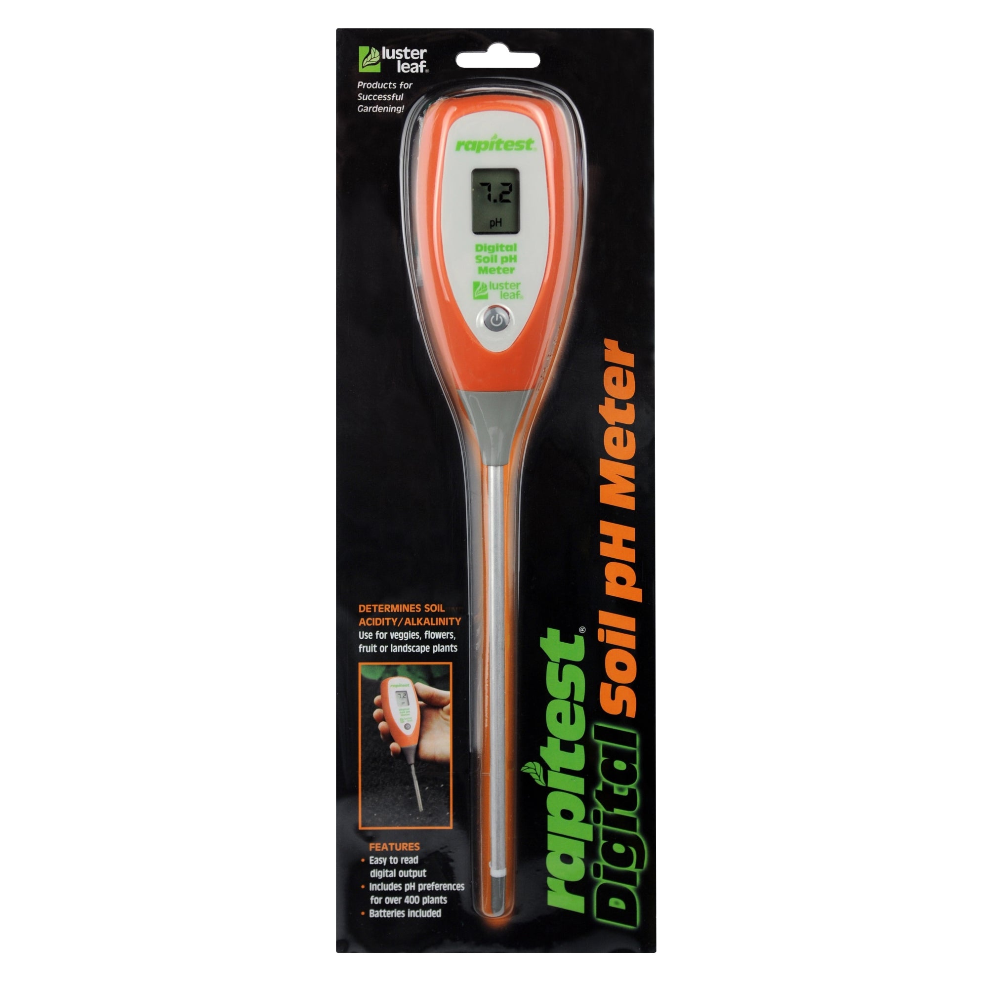 Luster Leaf Rapitest Battery Operated Easy Read Digital Soil pH Meter - Determines Soil Acidity/Alkalinity