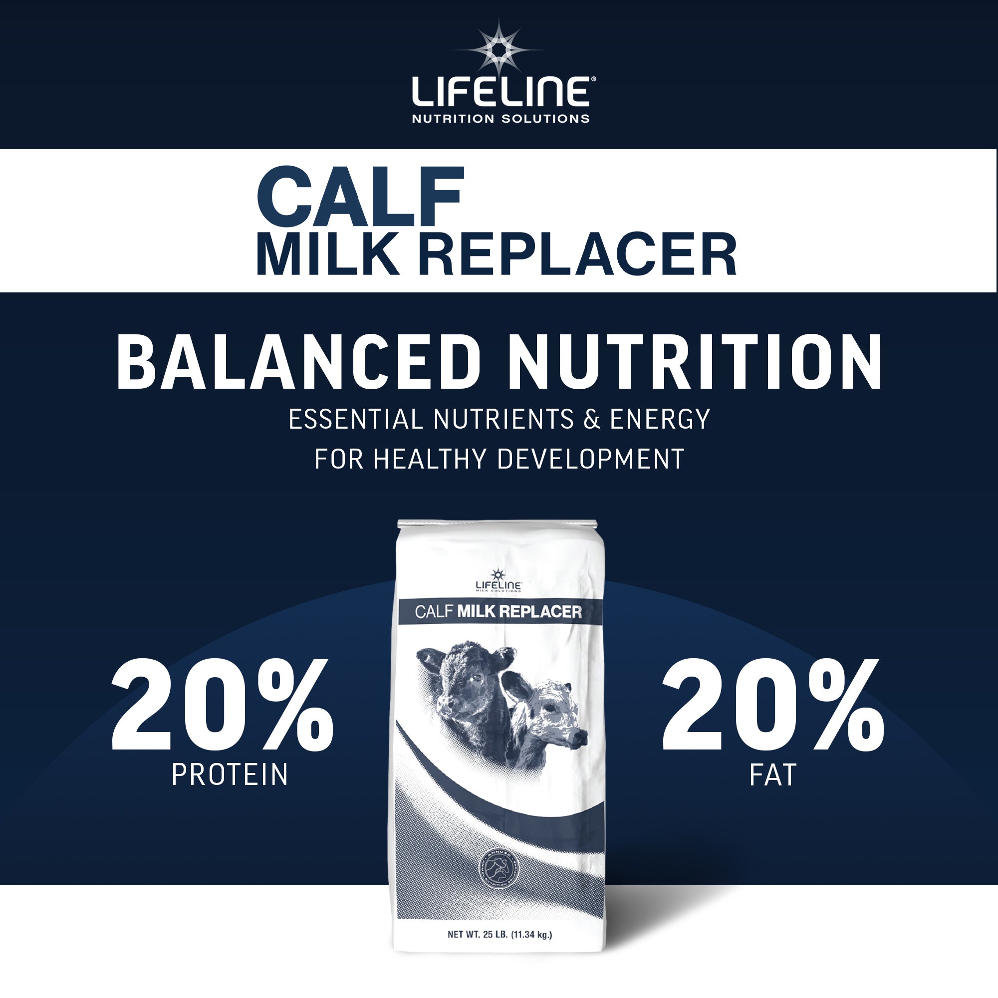 ANNUSO LIFELINE Calf Milk Replacer 20:20, 25lb Bag