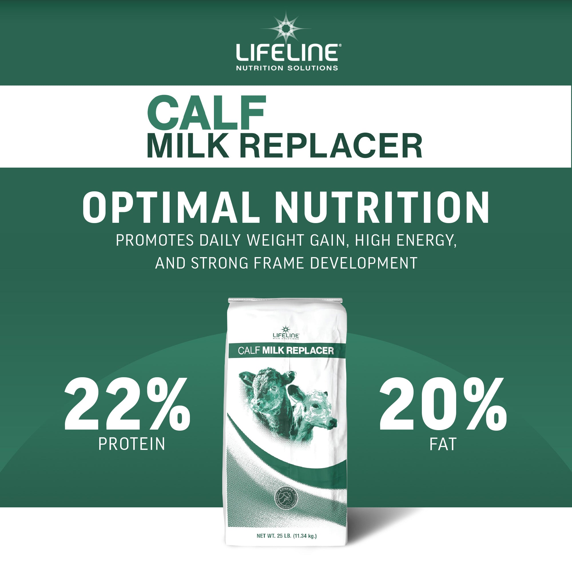 ANNUSO LIFELINE Calf Milk Replacer 22:20, 25lb Bag