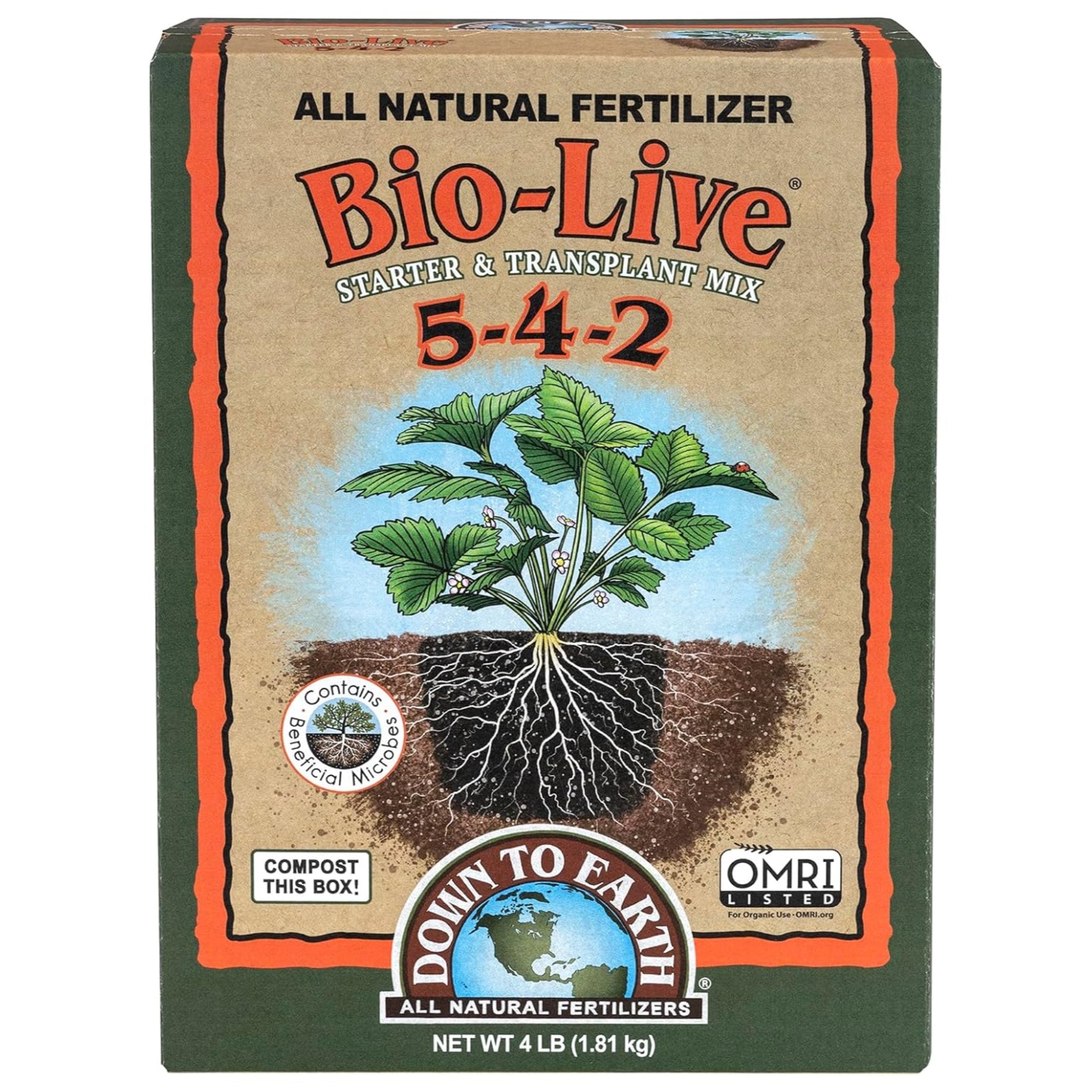 Down to Earth Organic Bio-Live Fertilizer Mix 5-4-2