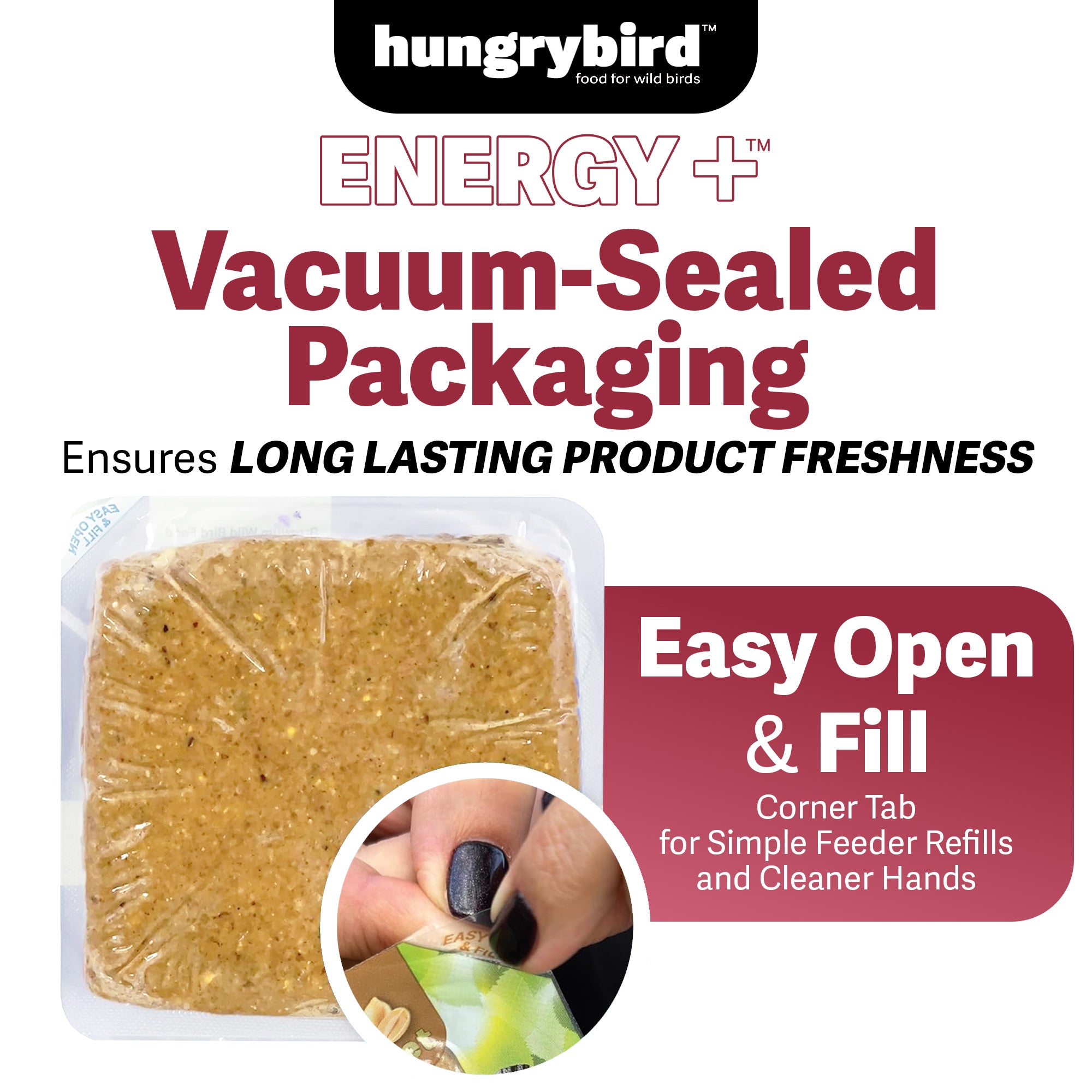 Hungrybird Energy+ No-Melt, High-Protein Suet Cake with Cranberry Filling