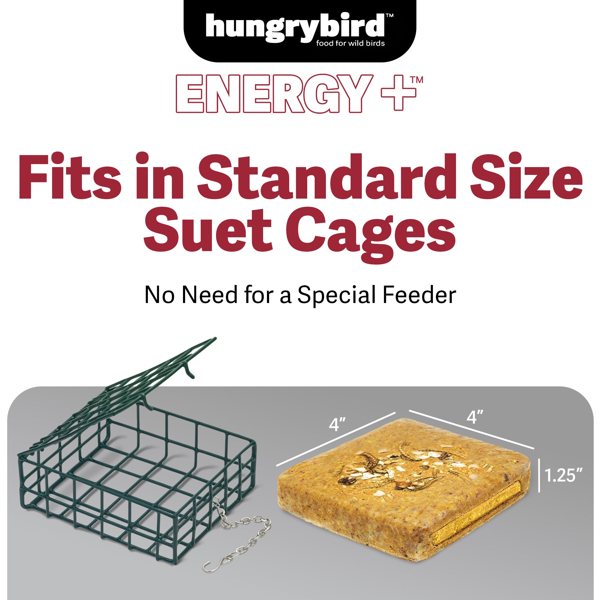 Hungrybird Energy+ No-Melt, High-Protein Suet Cake with Mealworm Filling