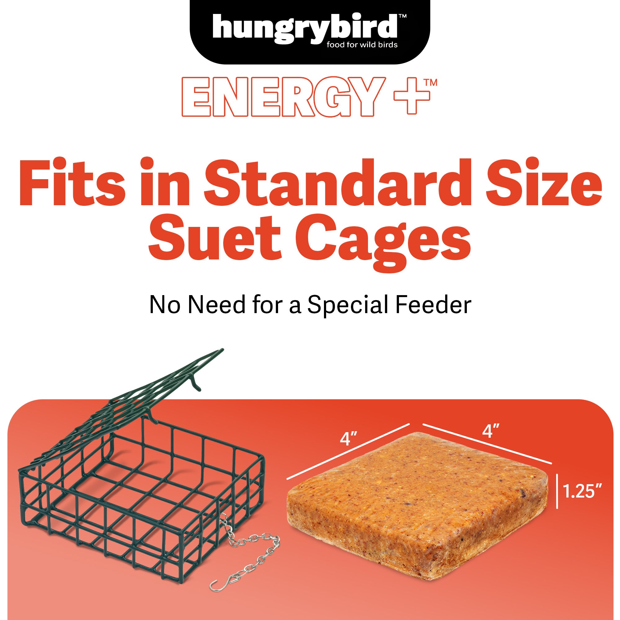 Hungrybird Energy+ No-Melt, High-Protein Suet Cake with Hot Pepper Filling