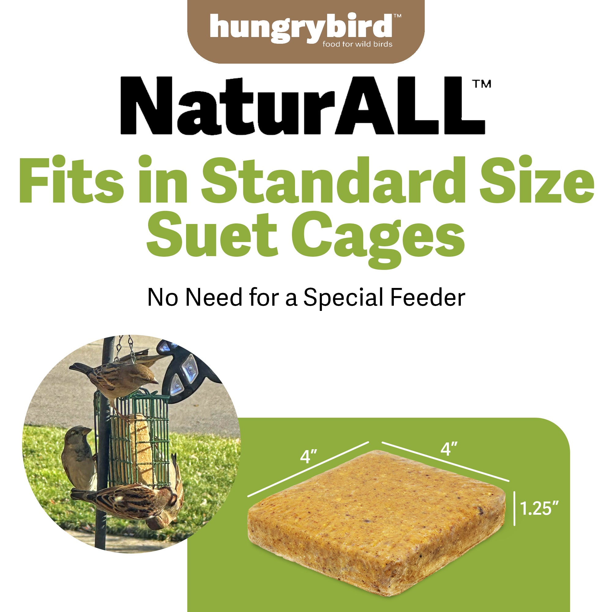 Hungrybird NaturAll Non-GMO, High-Protein Peanut Butter Suet Cake
