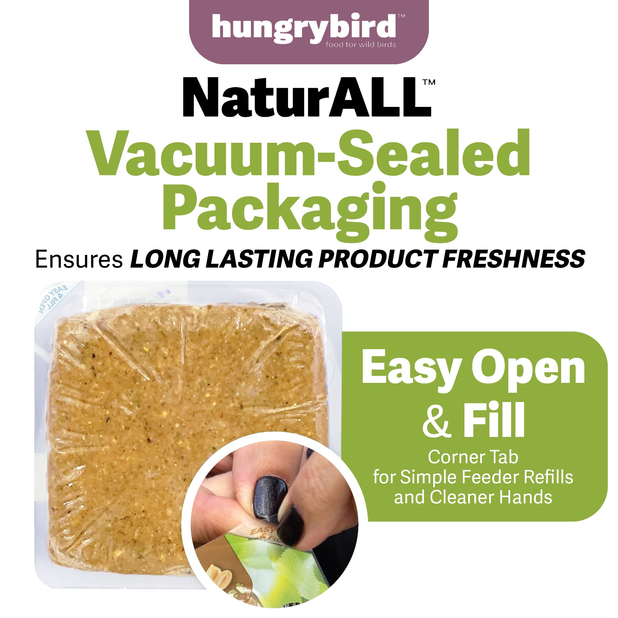 Hungrybird NaturAll Non-GMO, High-Protein Berry Suet Cake for Wild Bird Feeders