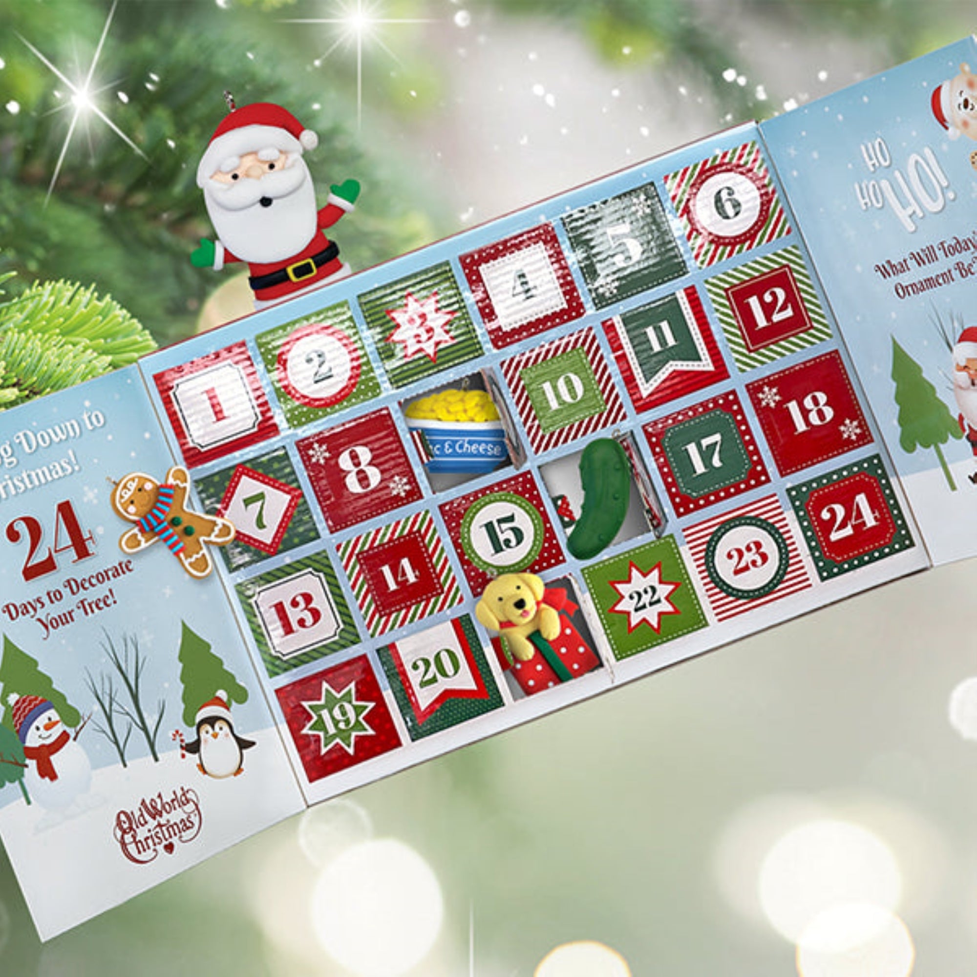 Old World Christmas Ornament Advent Calendar with 24 Flexible Resin Ornaments