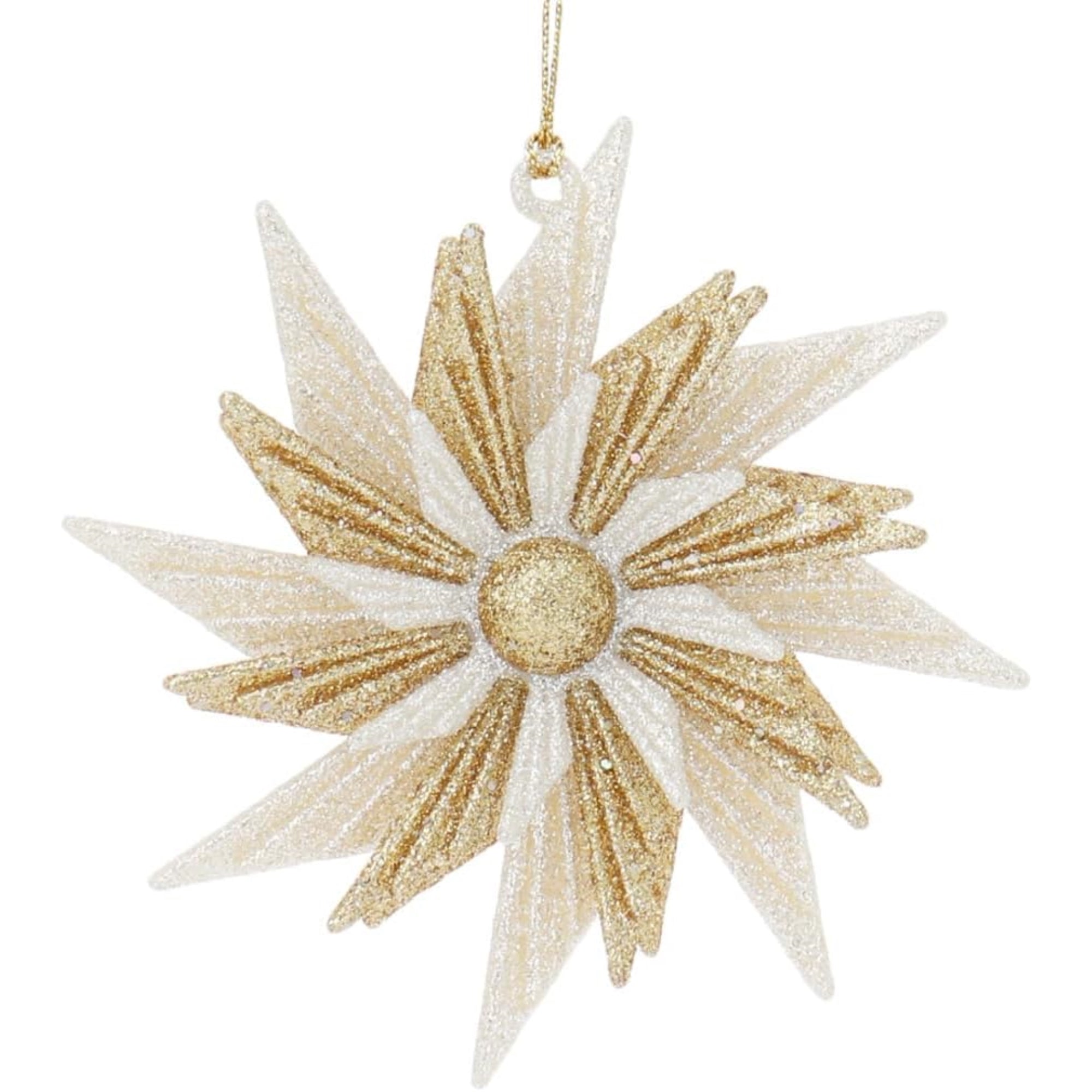 Kurt Adler Acrylic Ornaments for Christmas Tree, Gold and Silver Glittered Sunflowers & Snowflakes (Set of 6)