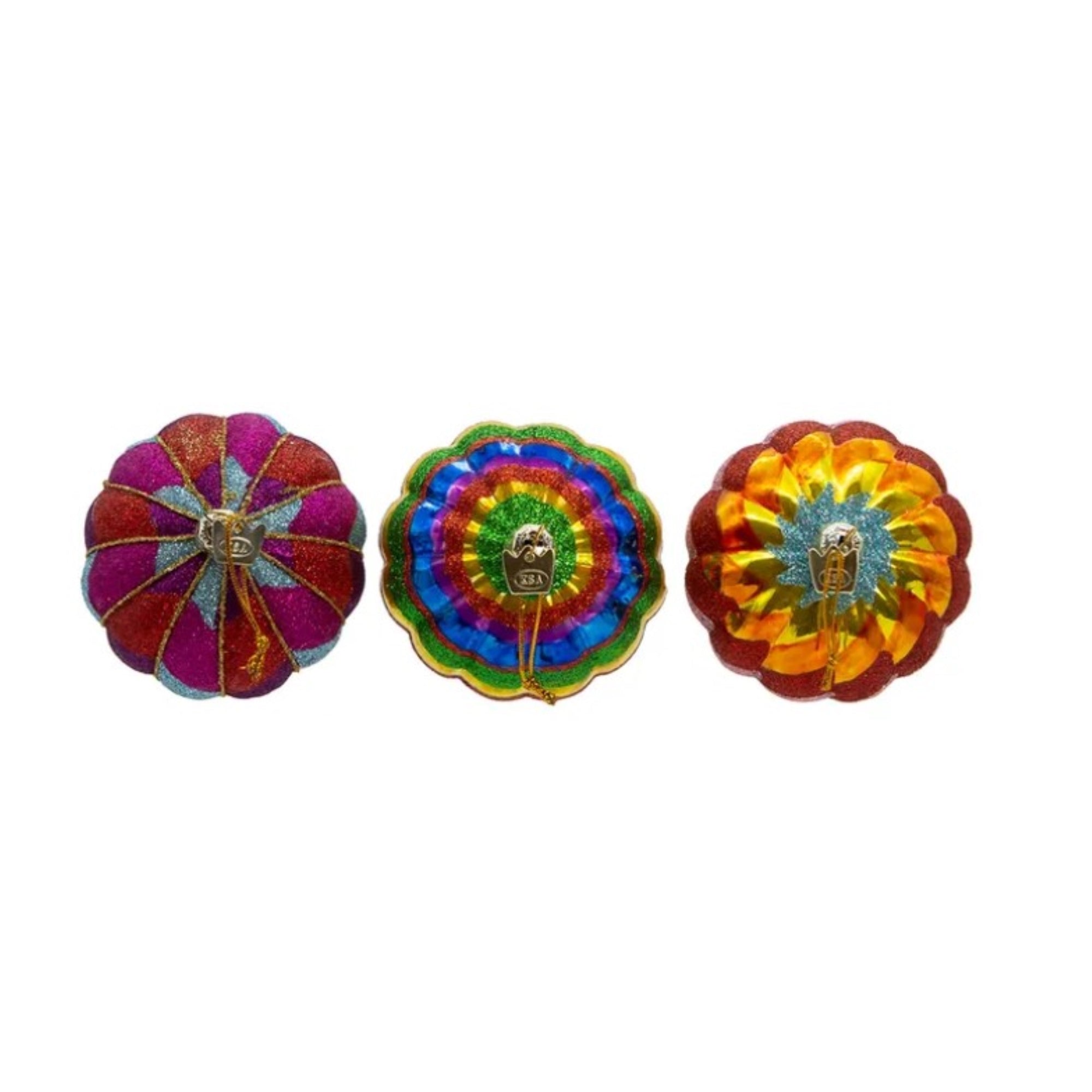 Kurt Adler Noble Gems Glass Ornaments for Christmas Tree, Hot Air Balloons, Assorted (Pack of 3)