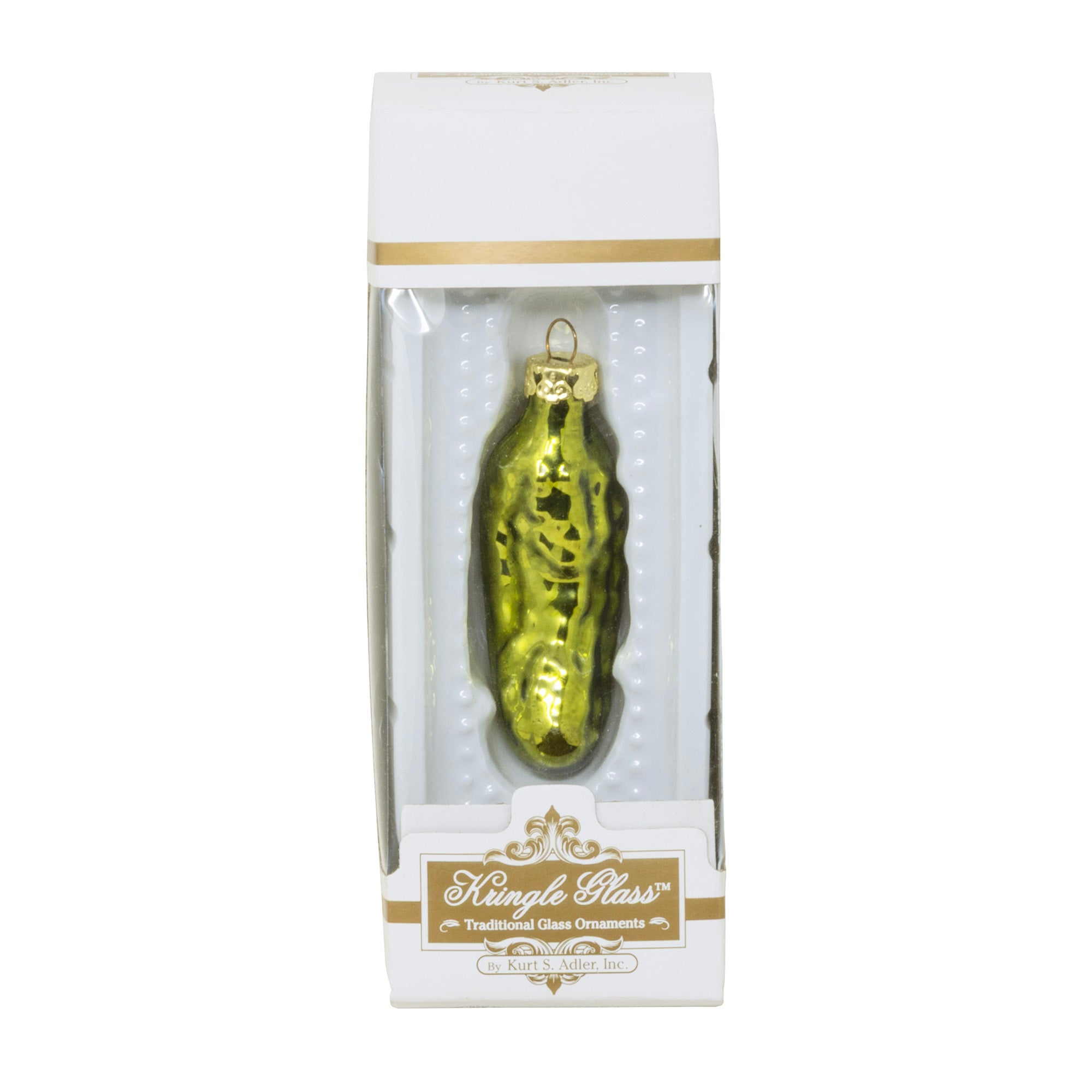 Kurt Adler Glass Ornament for Christmas Tree, Green Pickle