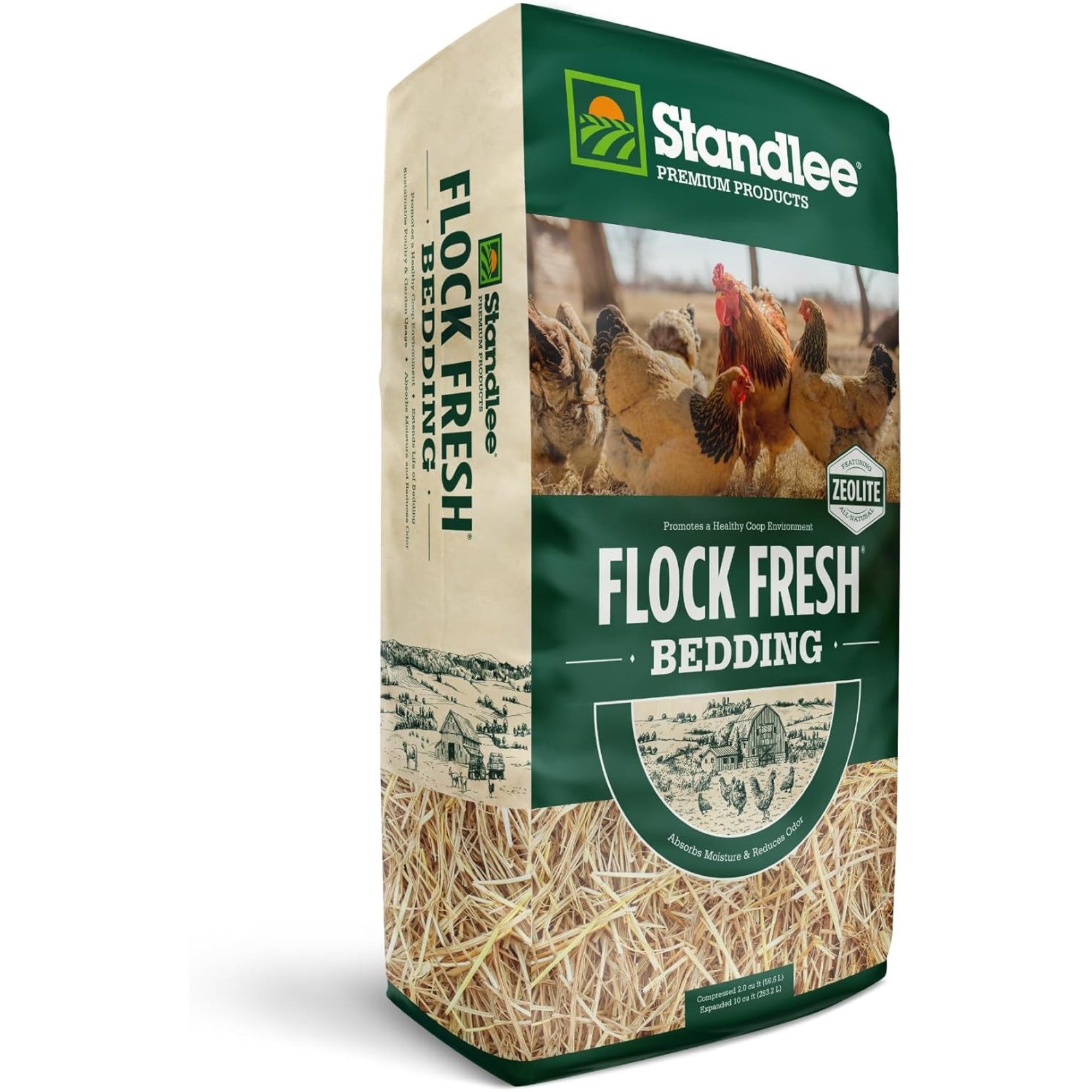 Standlee Premium Products, Flock Fresh Poultry Bedding, Compressed, 2 cu ft (Expanded 10 cu ft)