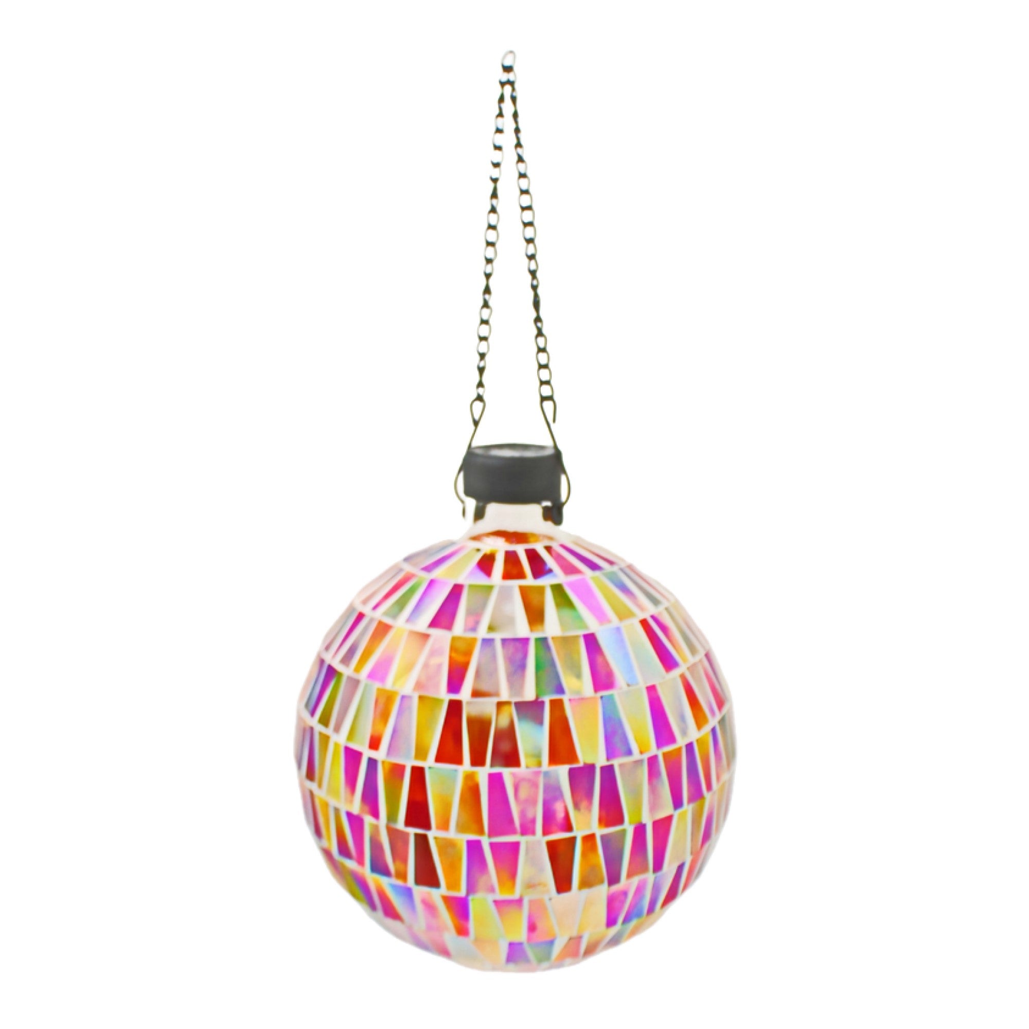 Very Cool Stuff Mosaic Glass Gazing Globe with Hanging Chain, Red Tile, 10in