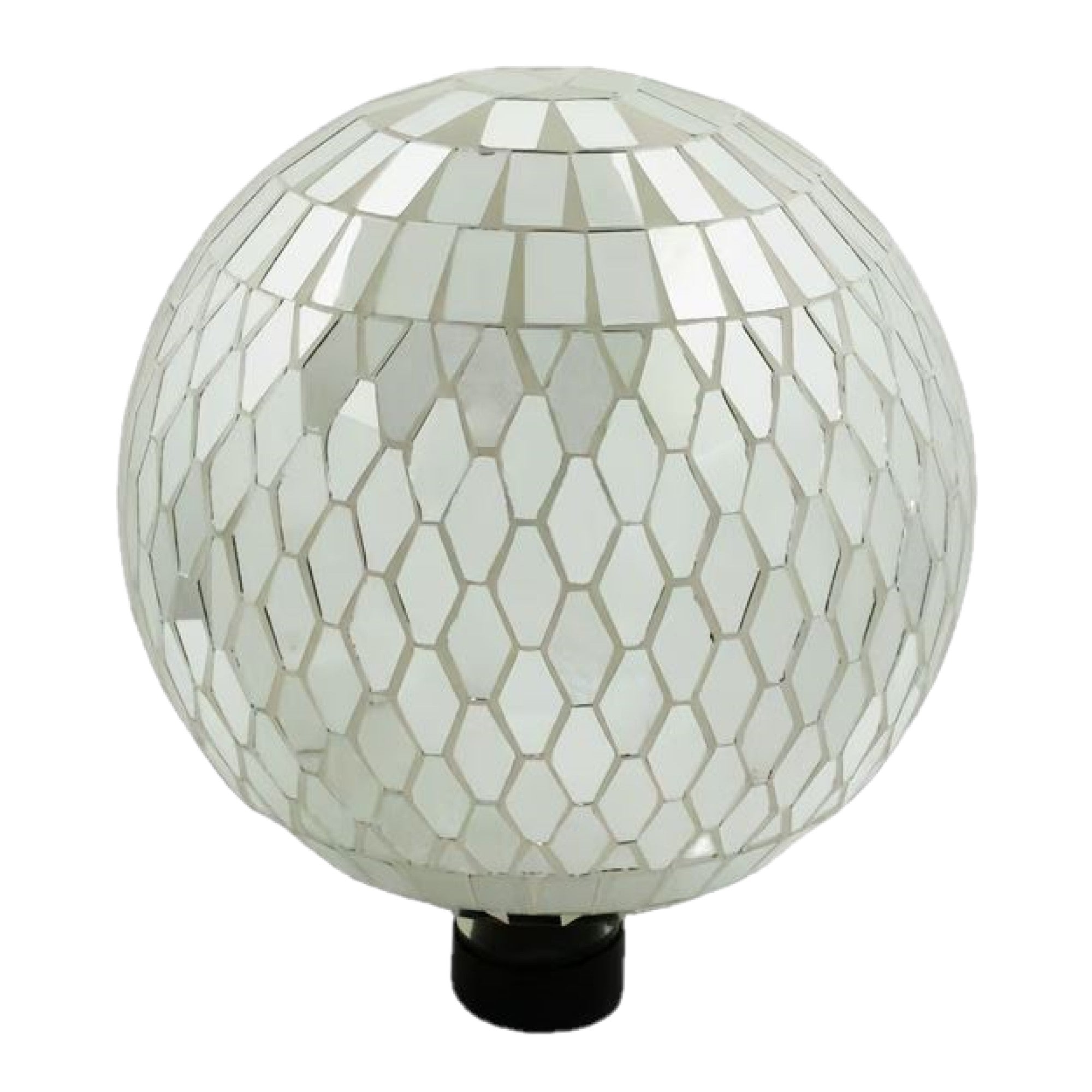 Very Cool Stuff Mosaic Glass Gazing Globe with Hanging Chain, Silver Mirror Tile, 10in