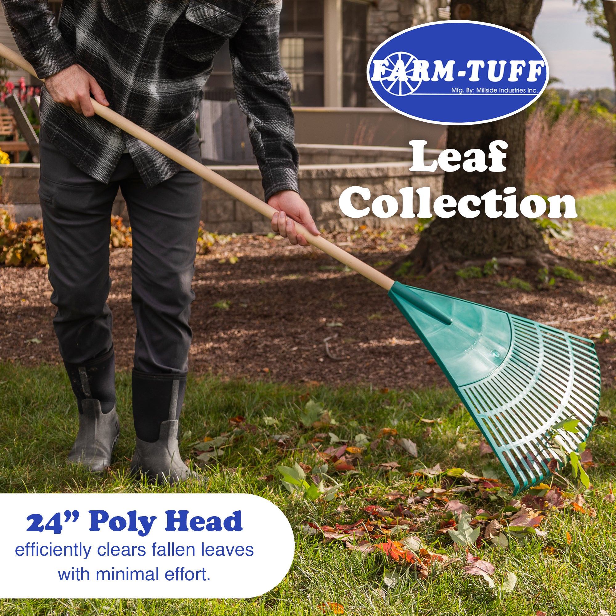 FARM-TUFF Hardwood Leaf & Lawn Rake, 24in